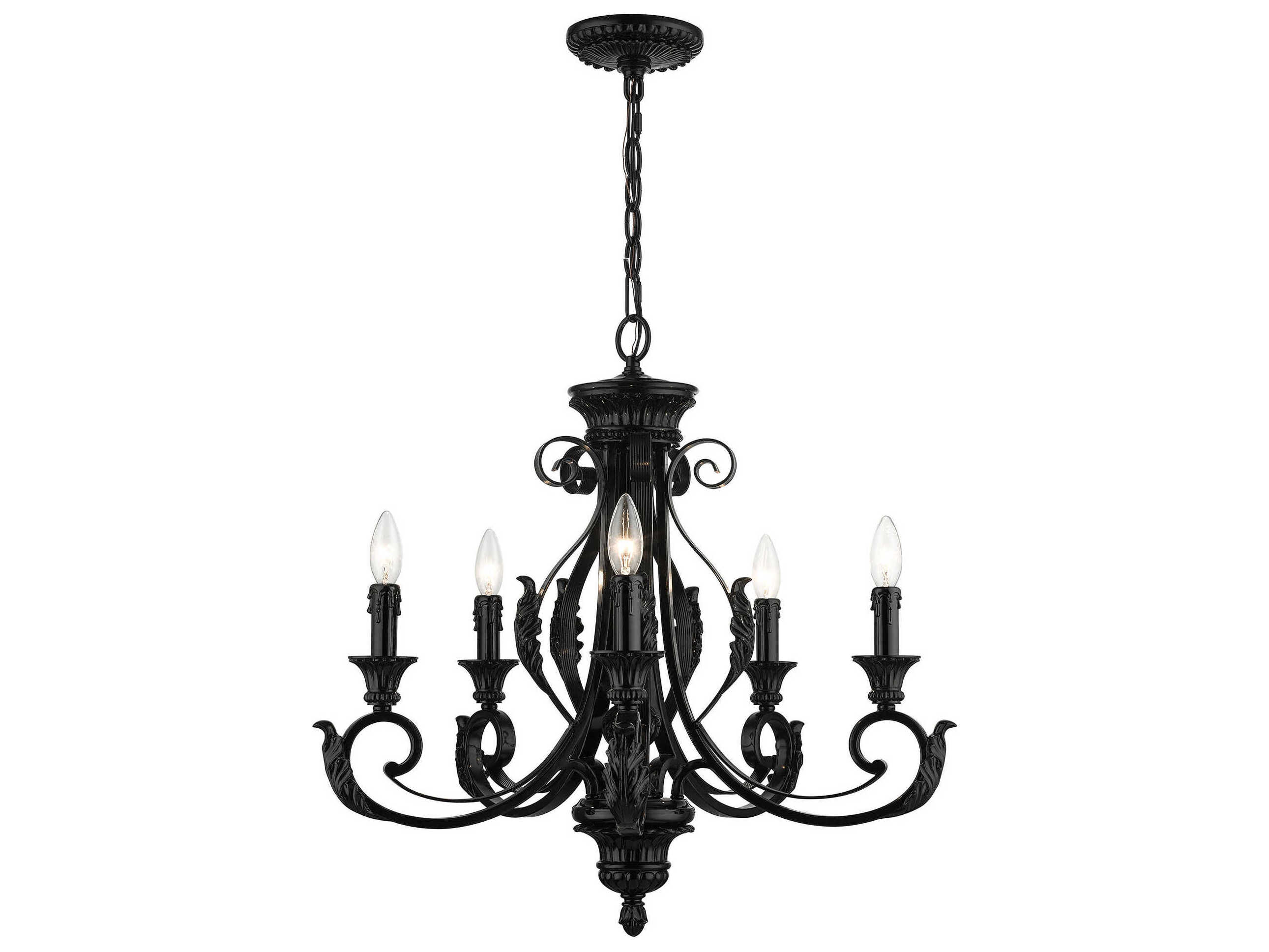 Livex Lighting Valencia 5-Light Shiny Black Candelabra Chandelier
