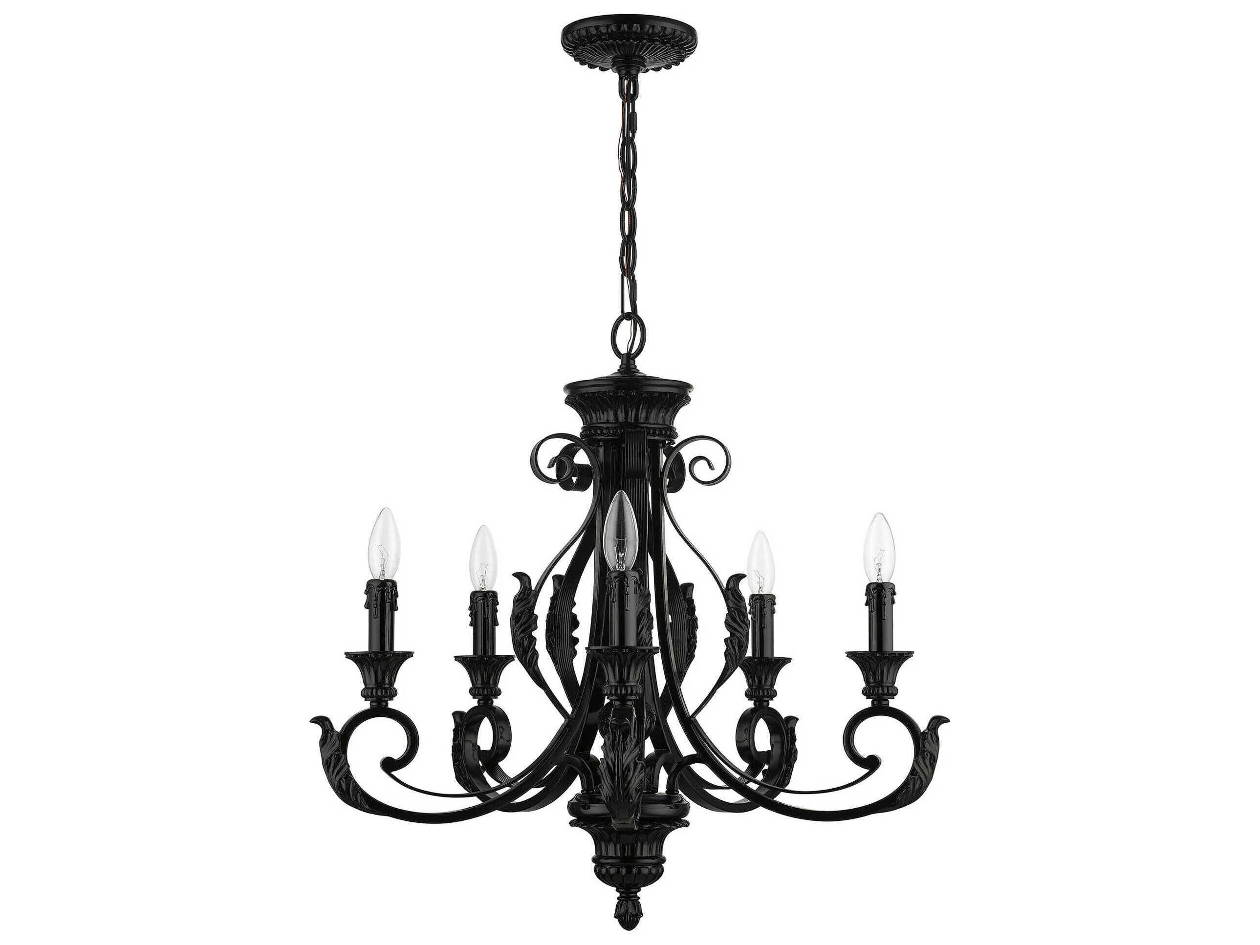 Livex Lighting Valencia 5-Light Shiny Black Candelabra Chandelier