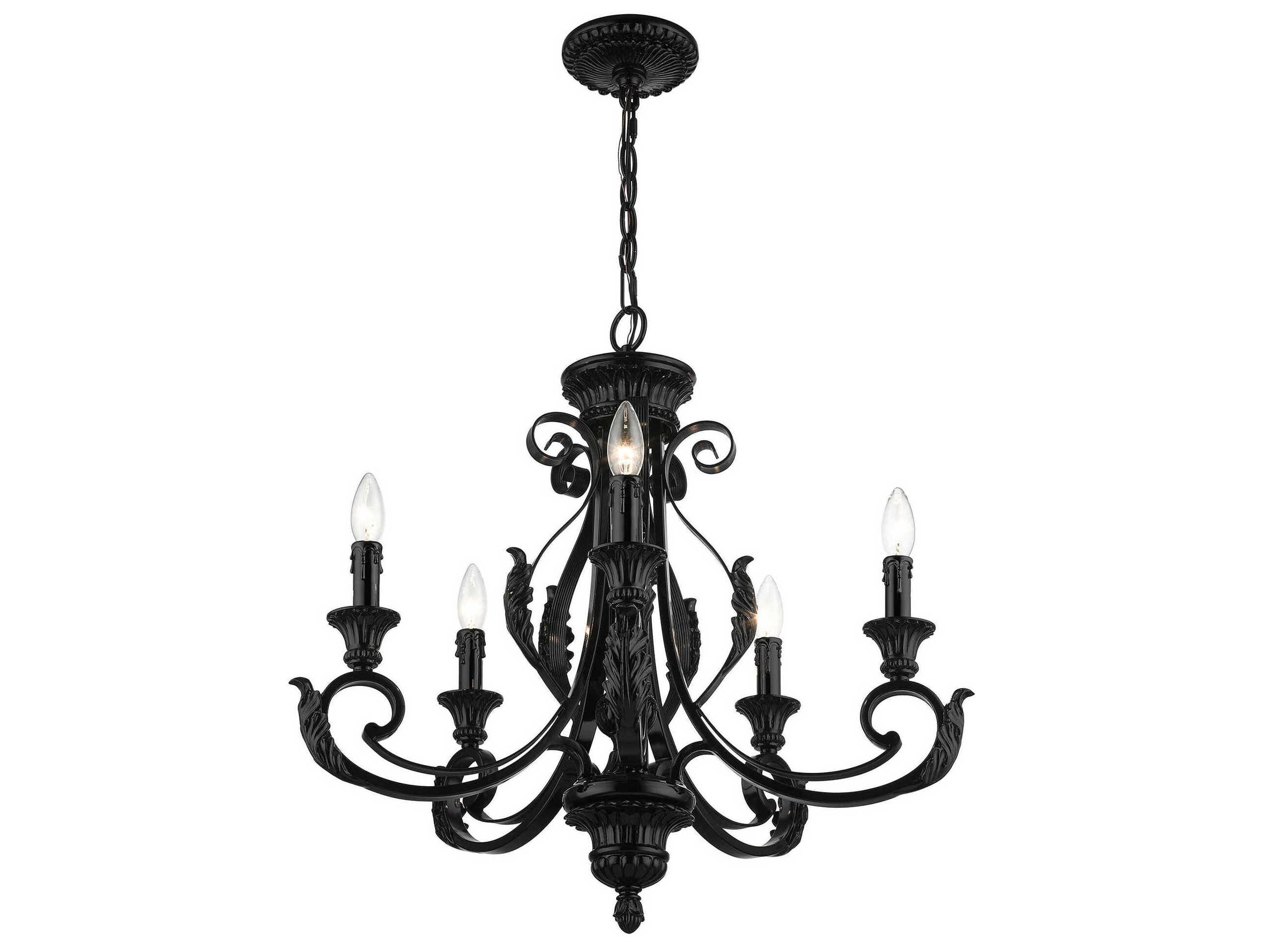 Livex Lighting Valencia 5-Light Shiny Black Candelabra Chandelier