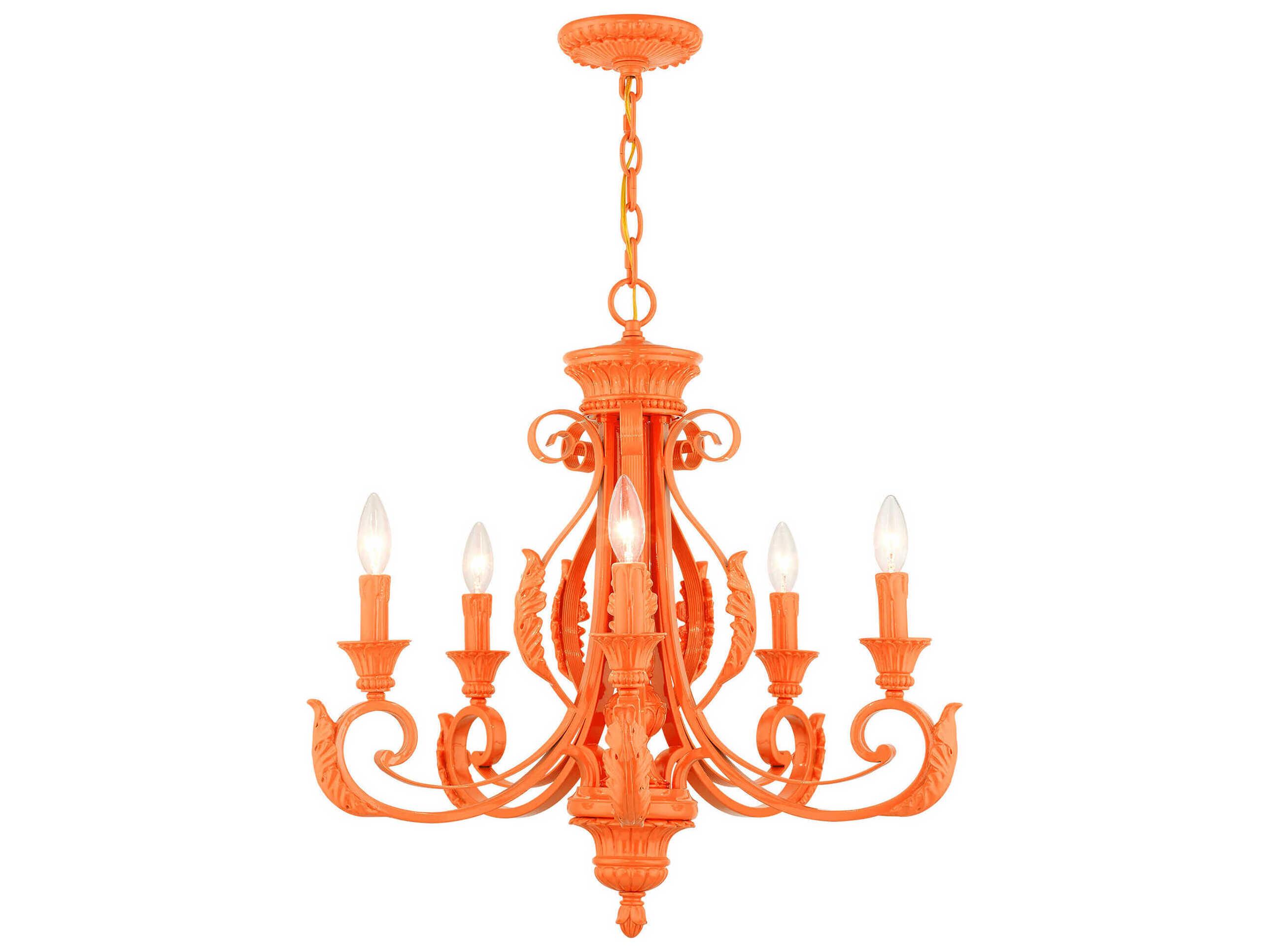 Livex Lighting Valencia 5-Light Shiny Orange Candelabra Chandelier