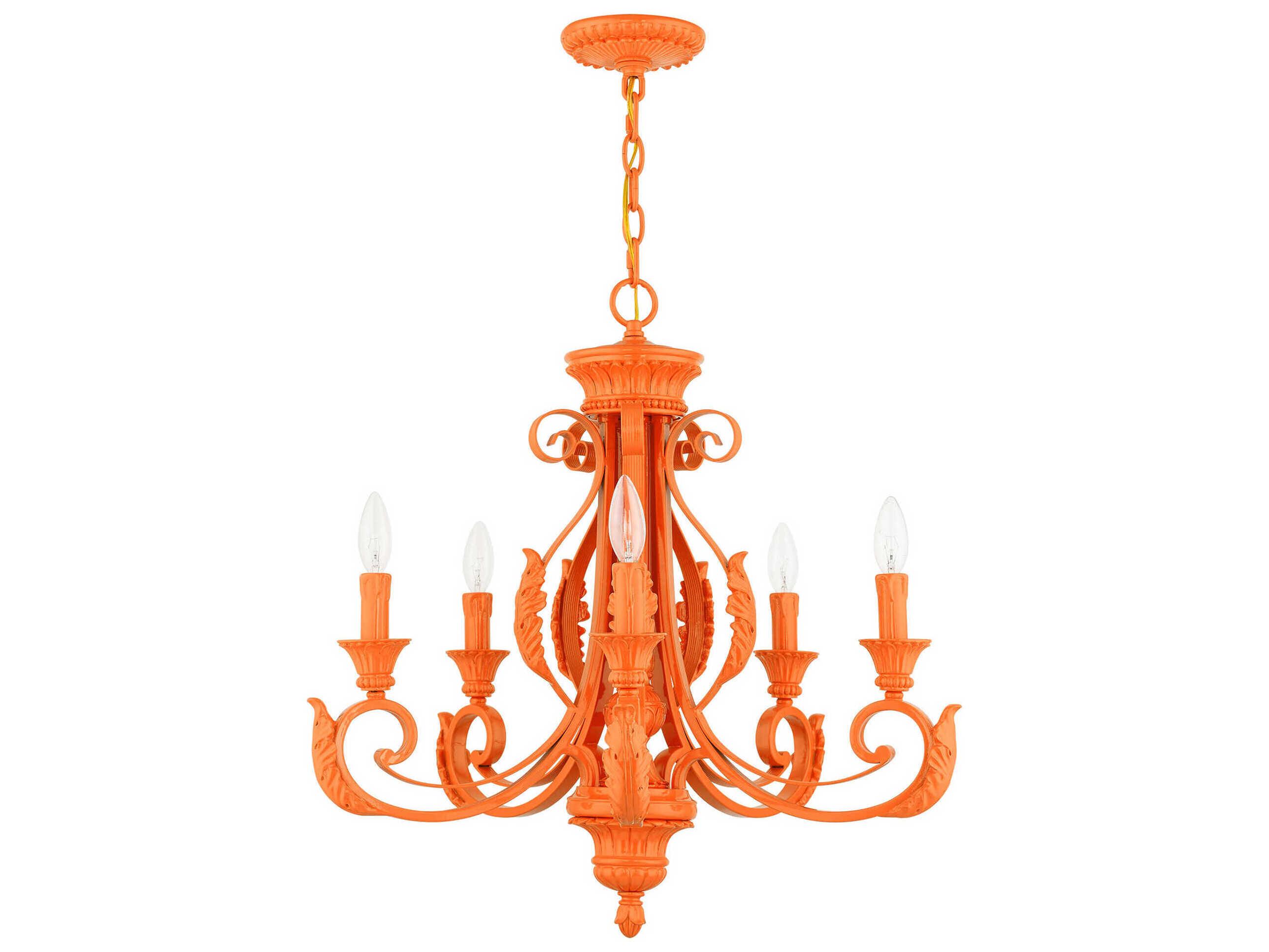 Livex Lighting Valencia 5-Light Shiny Orange Candelabra Chandelier