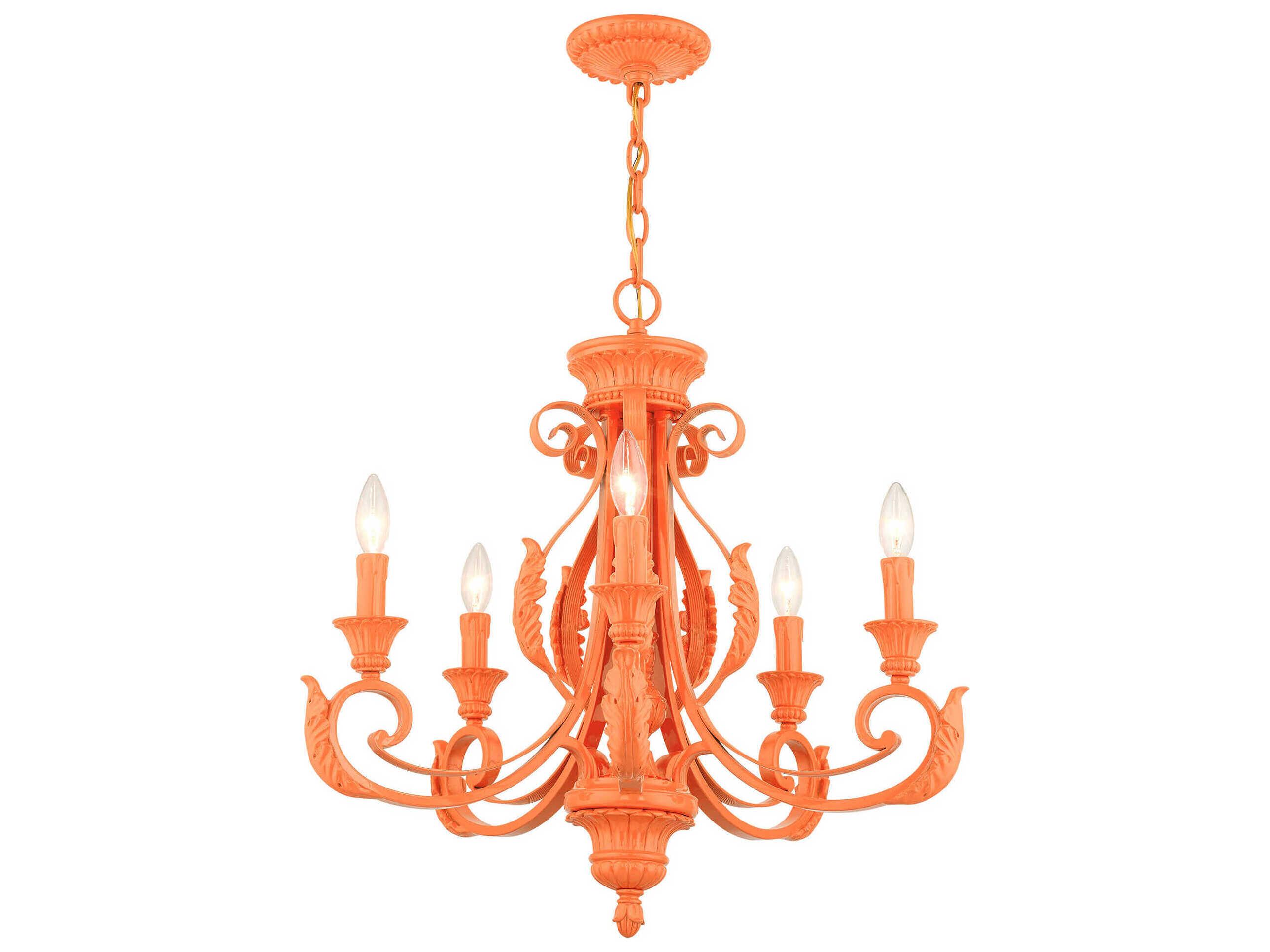 Livex Lighting Valencia 5-Light Shiny Orange Candelabra Chandelier