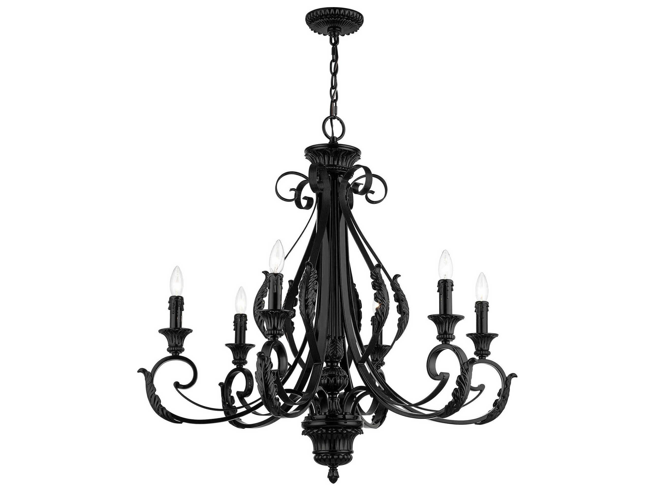 Livex Lighting Valencia 6-Light Shiny Black Candelabra Chandelier