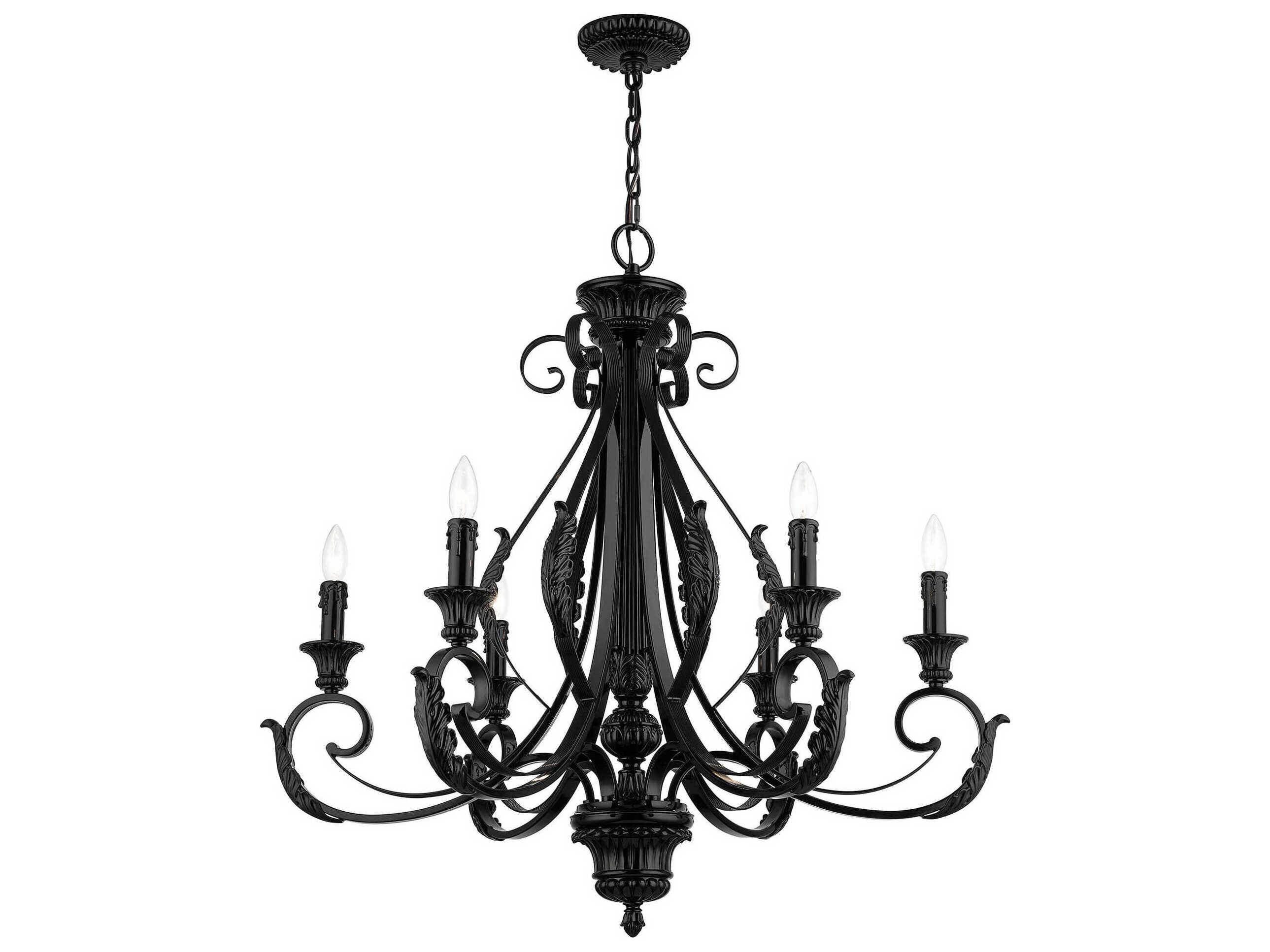 Livex Lighting Valencia 6-Light Shiny Black Candelabra Chandelier