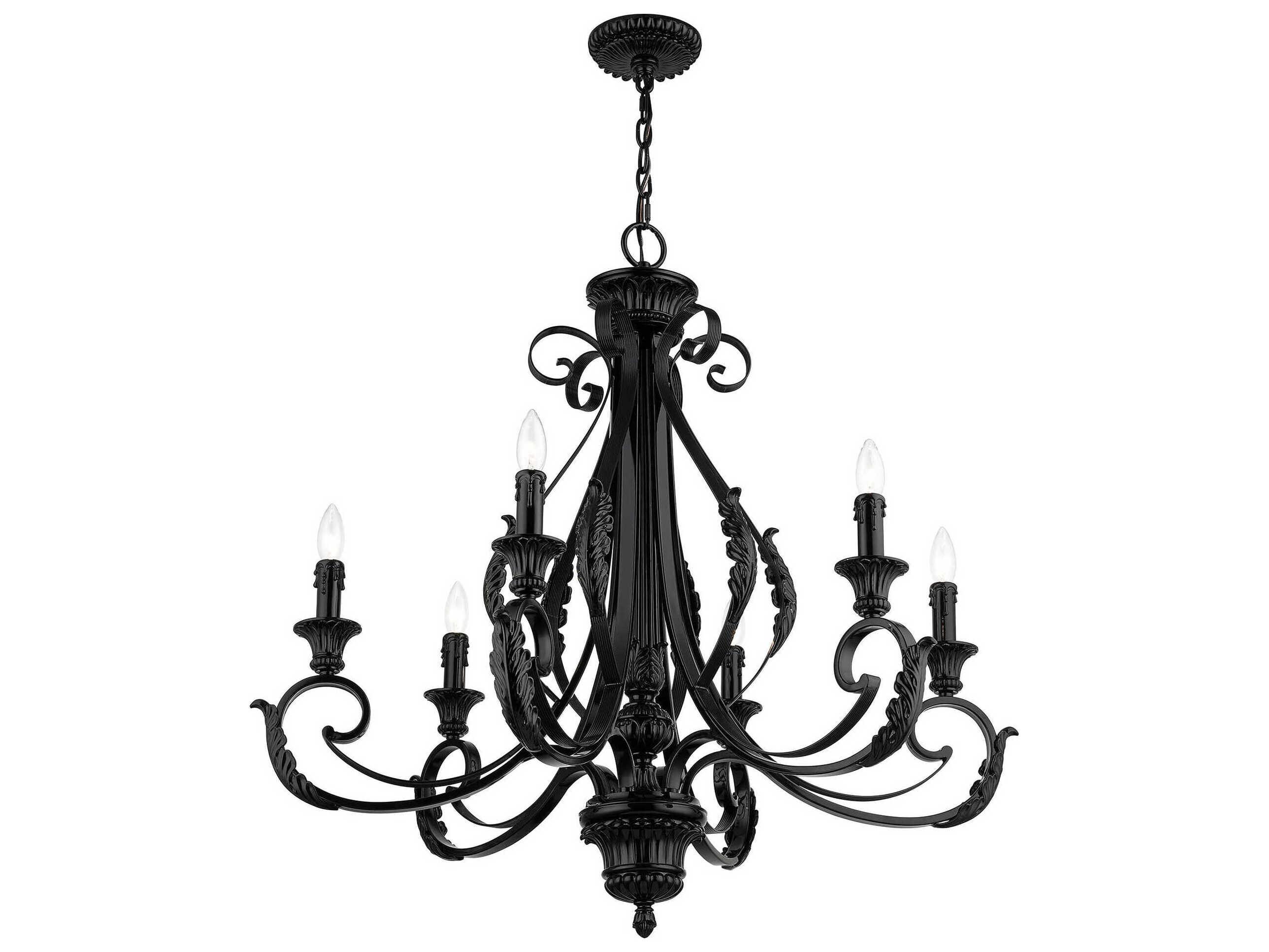 Livex Lighting Valencia 6-Light Shiny Black Candelabra Chandelier