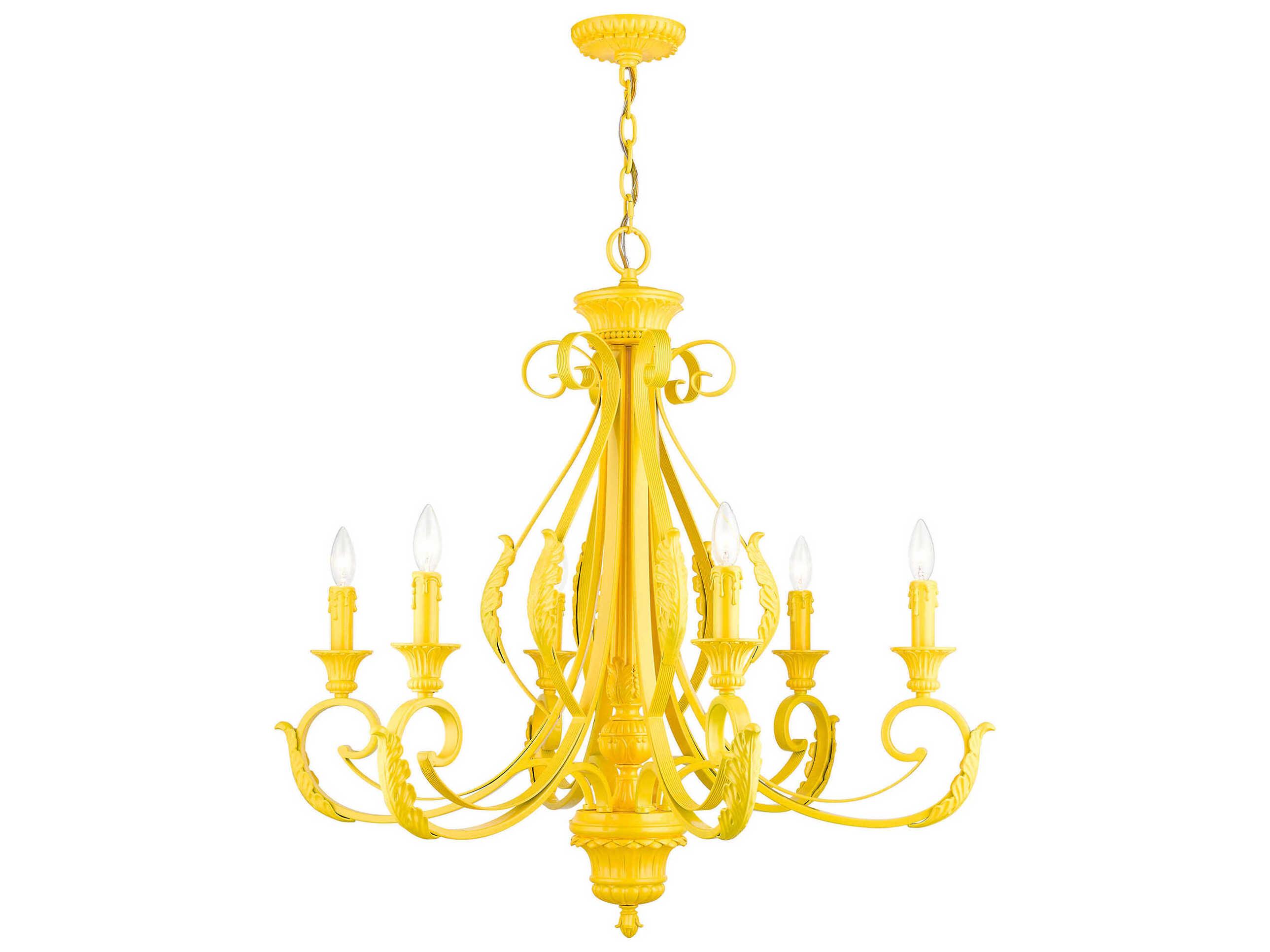 Livex Lighting Valencia 6-Light Shiny Yellow Candelabra Chandelier
