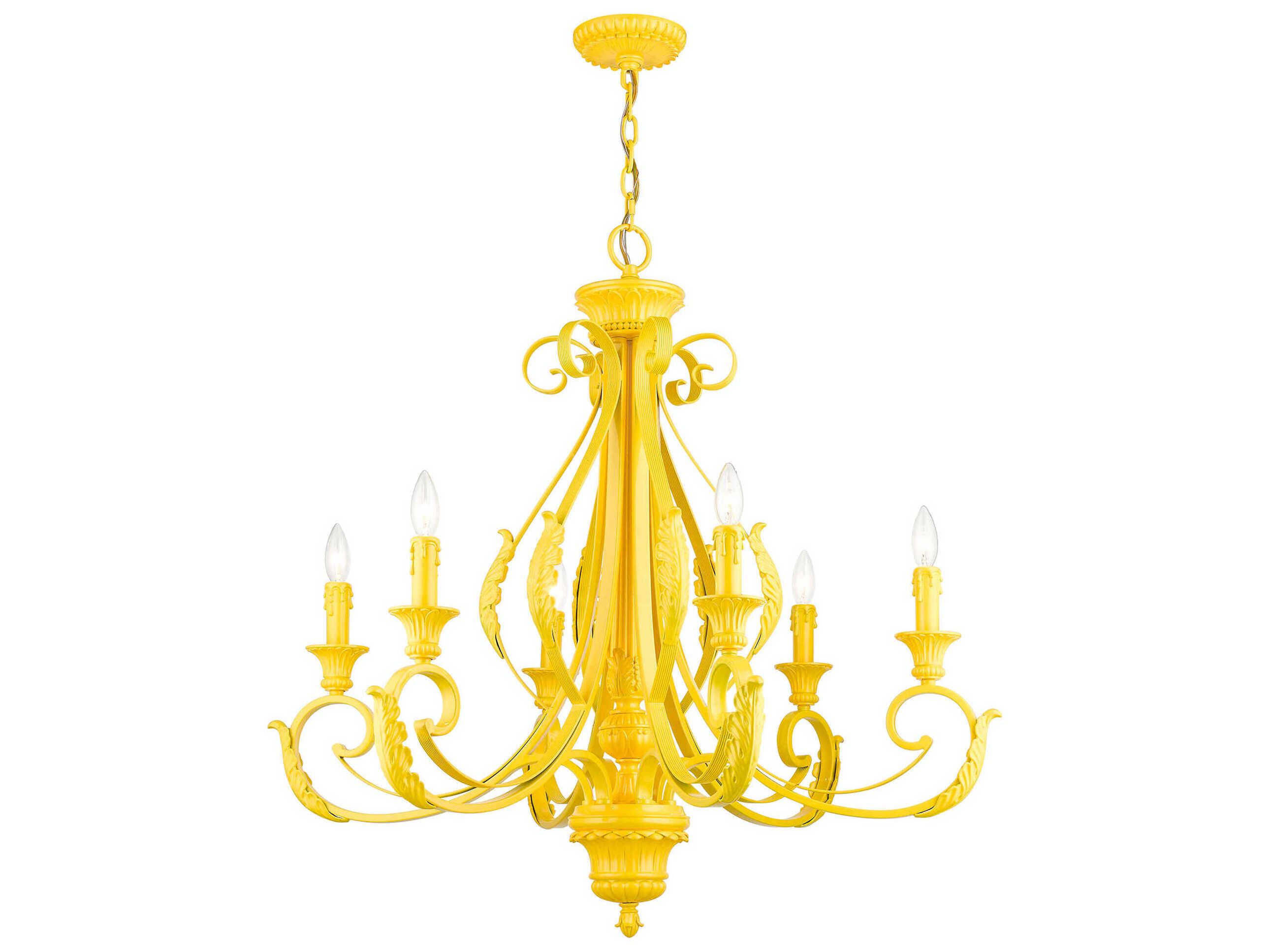 Livex Lighting Valencia 6-Light Shiny Yellow Candelabra Chandelier