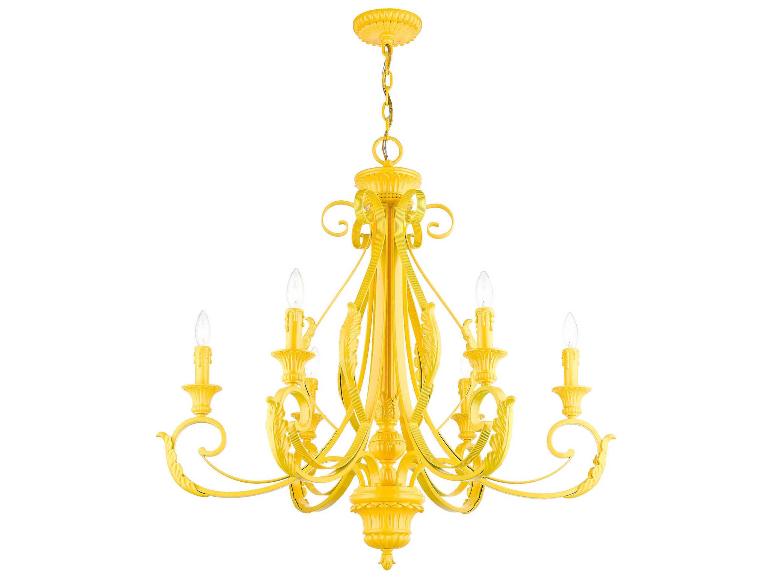 Livex Lighting Valencia 6-Light Shiny Yellow Candelabra Chandelier