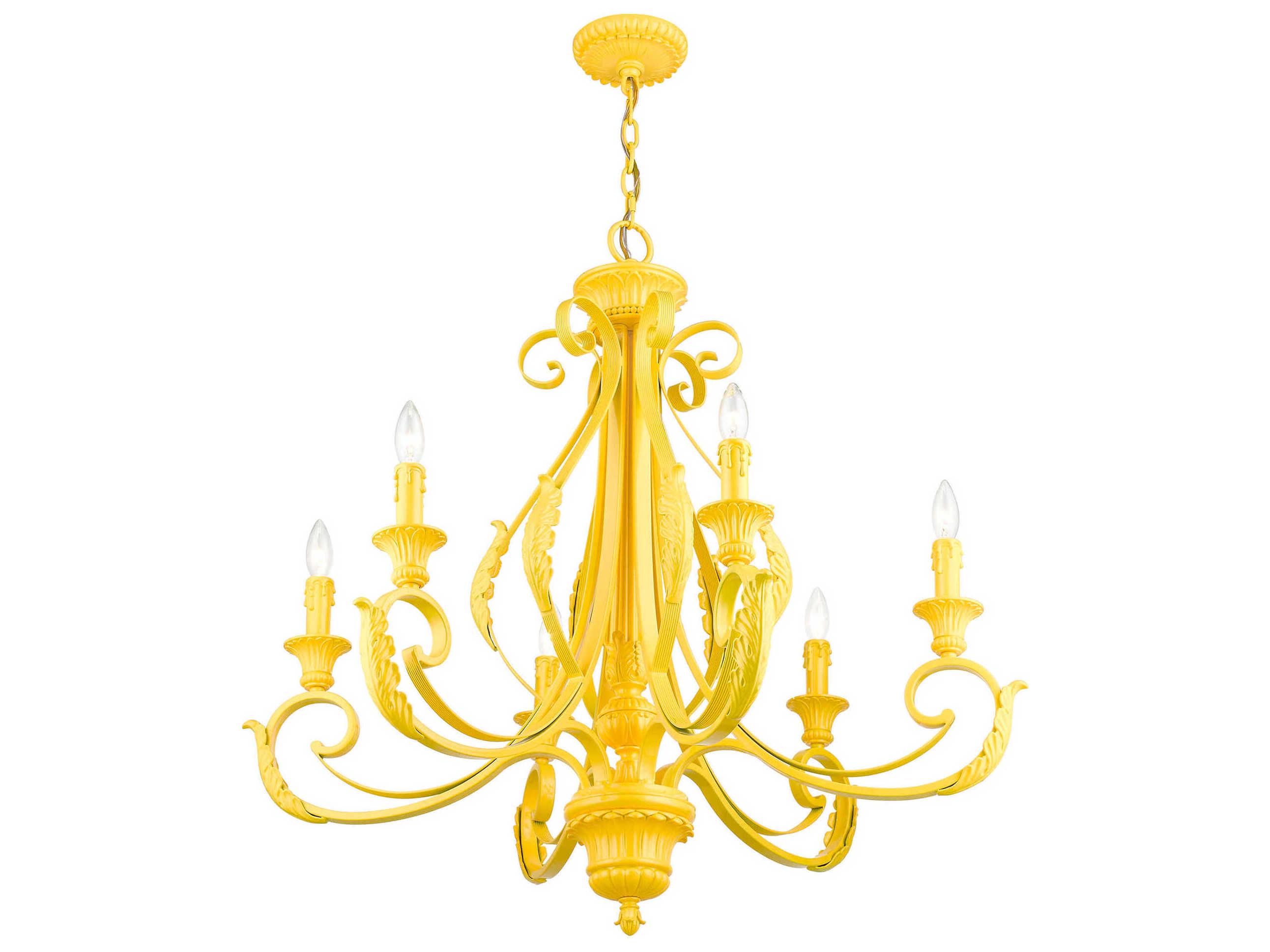 Livex Lighting Valencia 6-Light Shiny Yellow Candelabra Chandelier