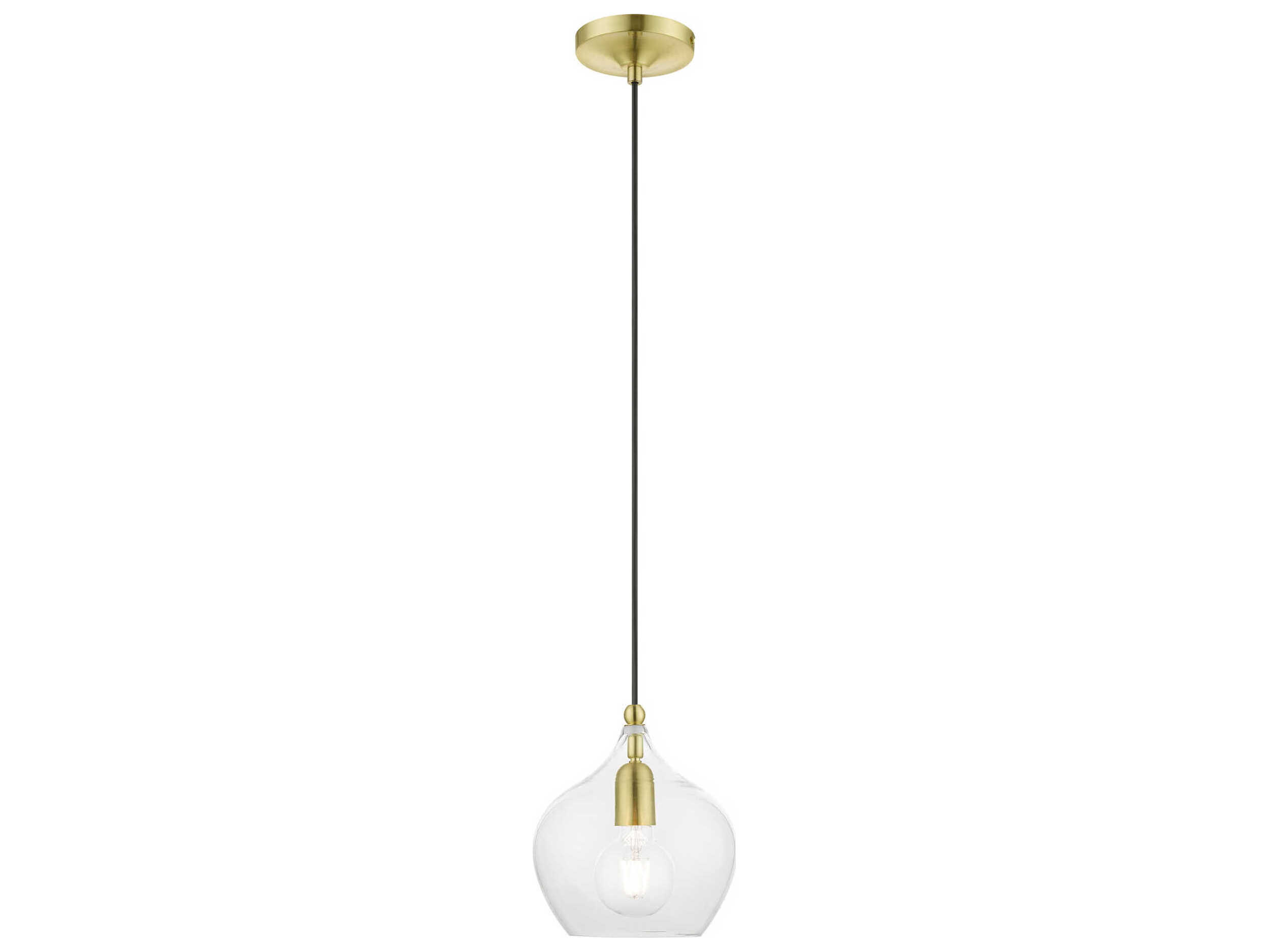 Livex Lighting Aldrich 1-Light Satin Brass Polished Glass Bell Mini Pendant
