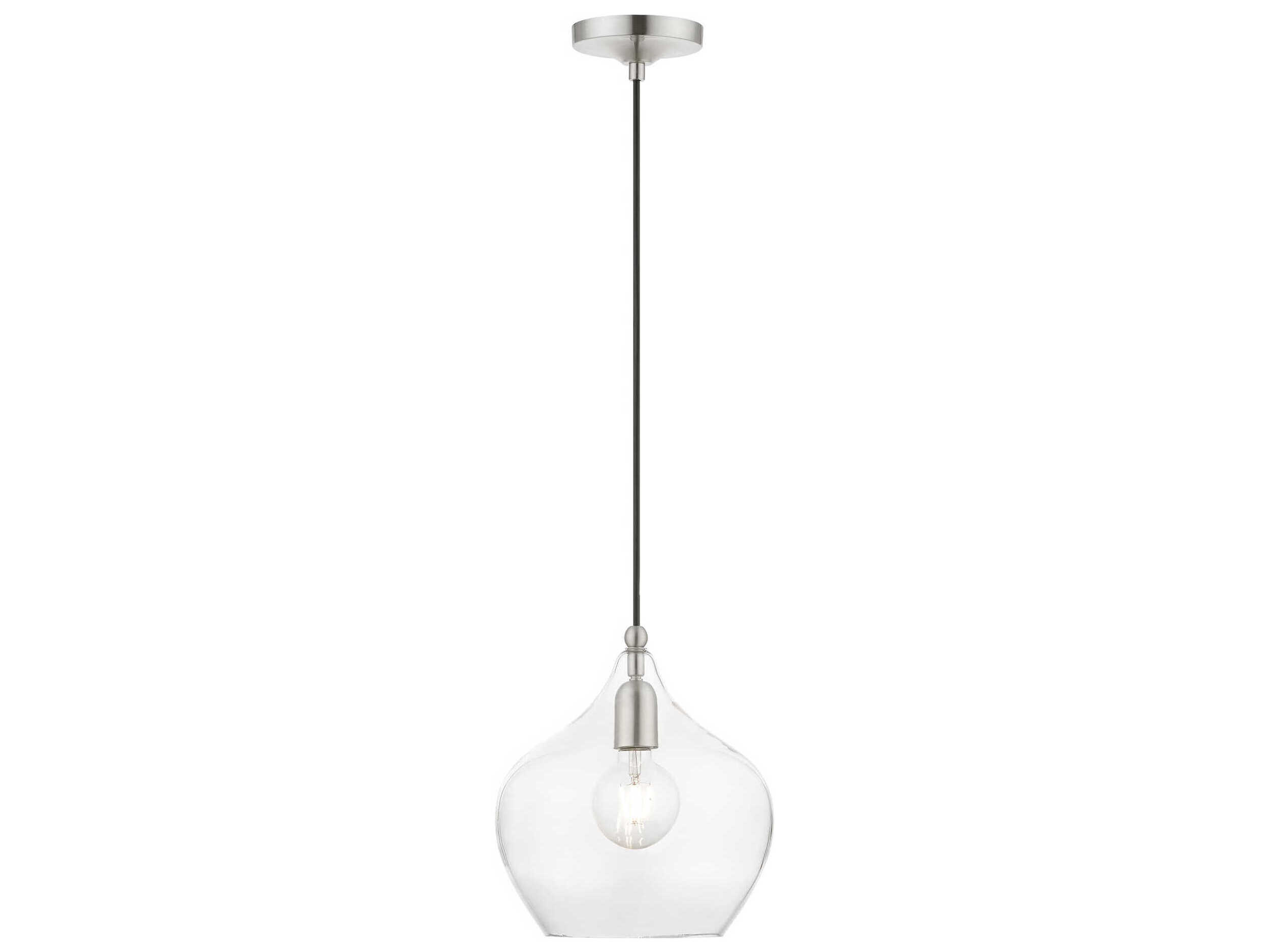 Livex Lighting Aldrich 1-Light Brushed Nickel Glass Bell Mini Pendant