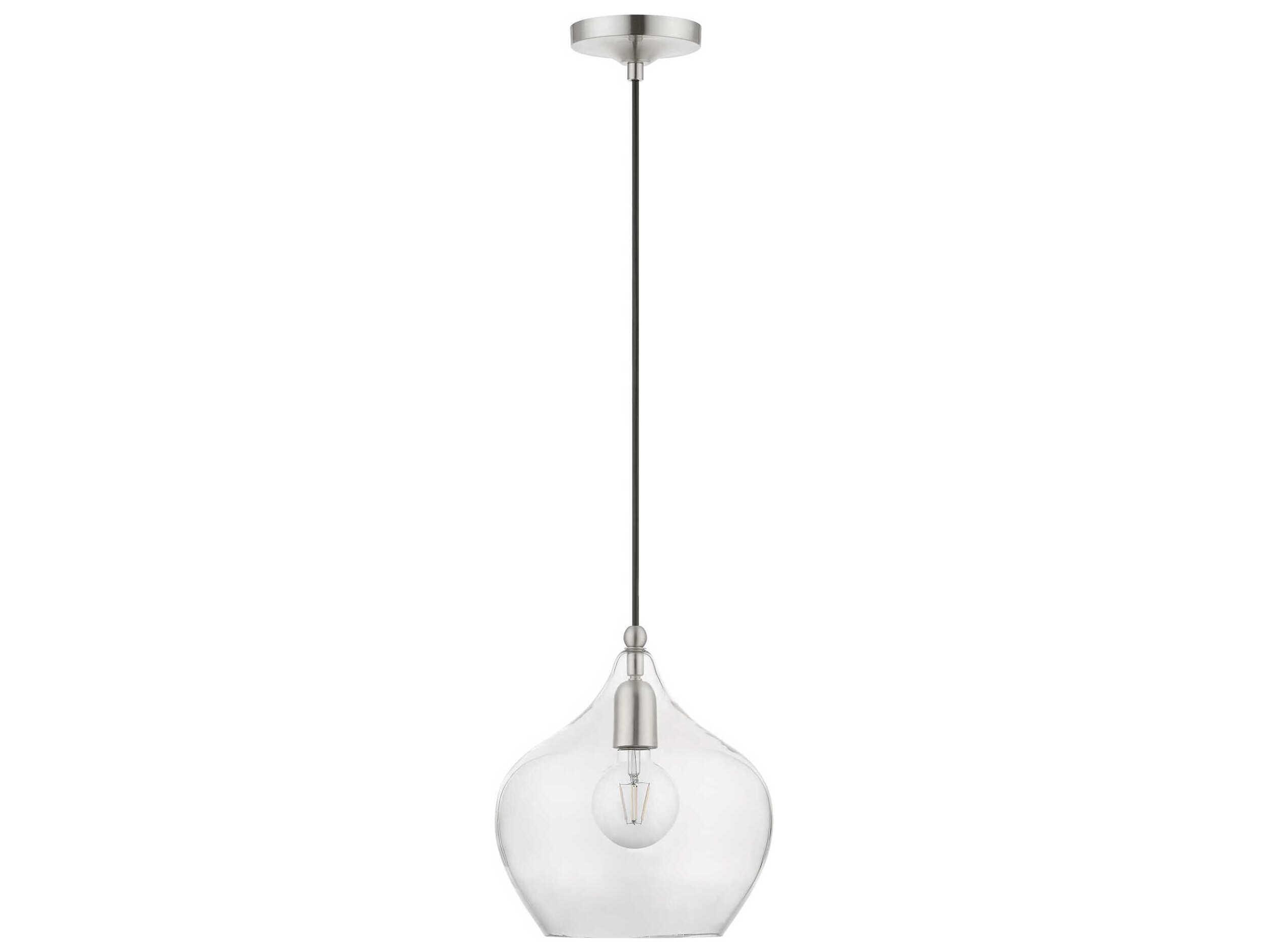 Livex Lighting Aldrich 1-Light Brushed Nickel Glass Bell Mini Pendant