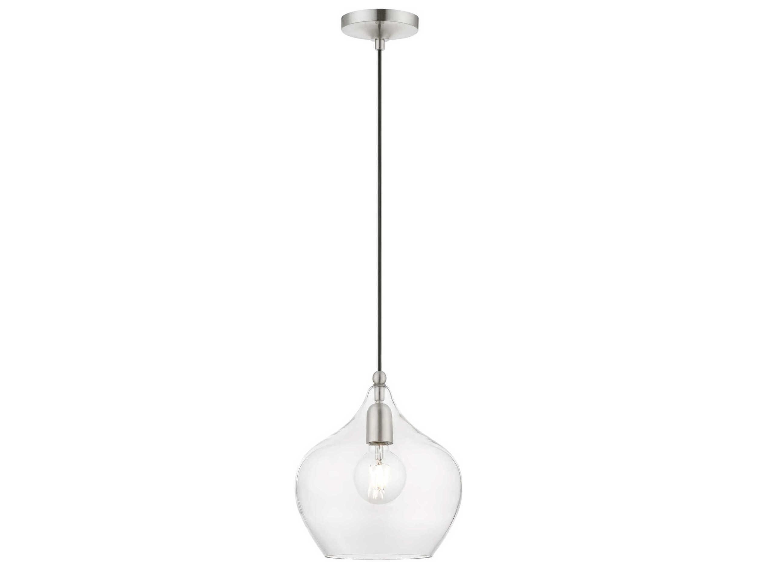Livex Lighting Aldrich 1-Light Brushed Nickel Glass Bell Mini Pendant