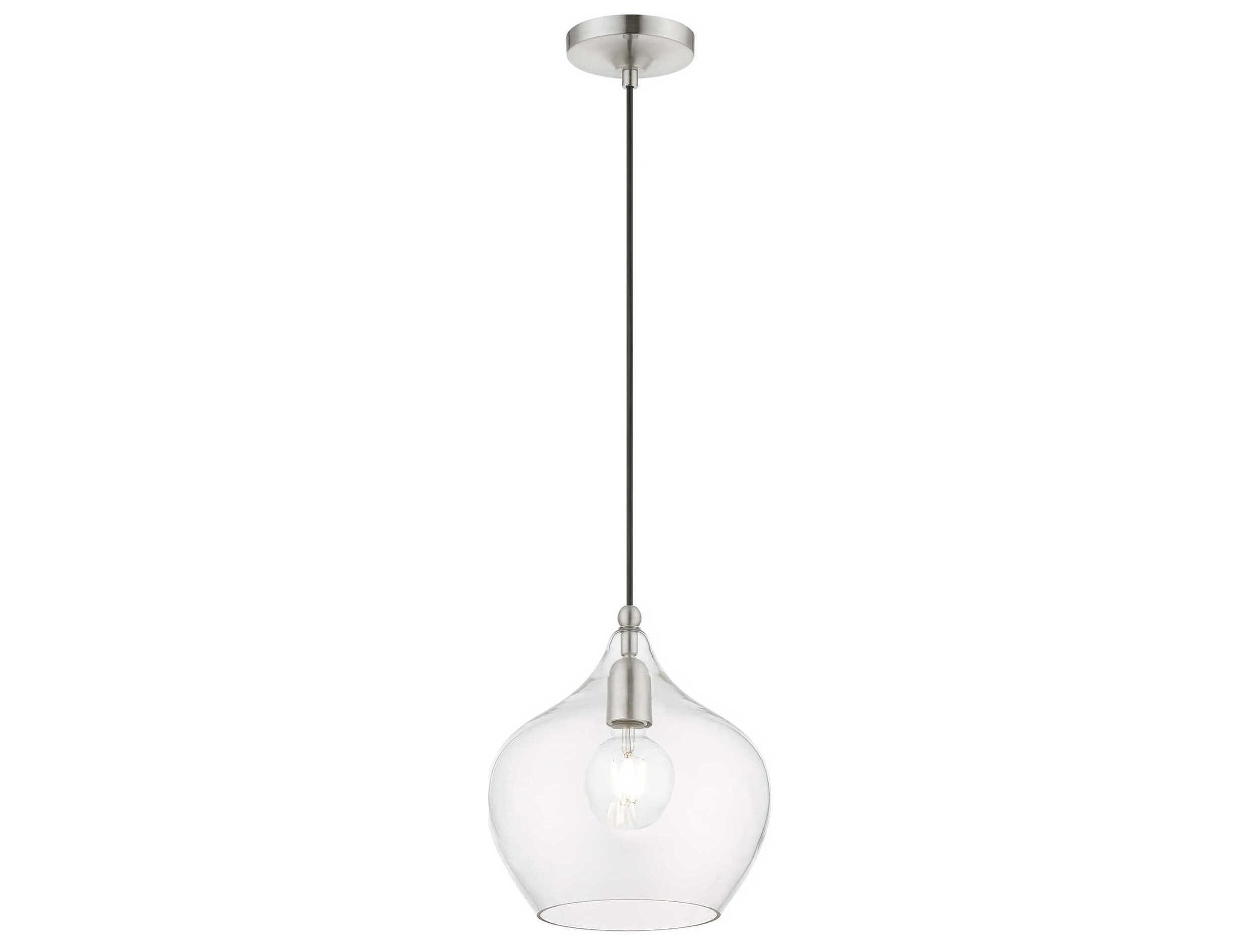 Livex Lighting Aldrich 1-Light Brushed Nickel Glass Bell Mini Pendant
