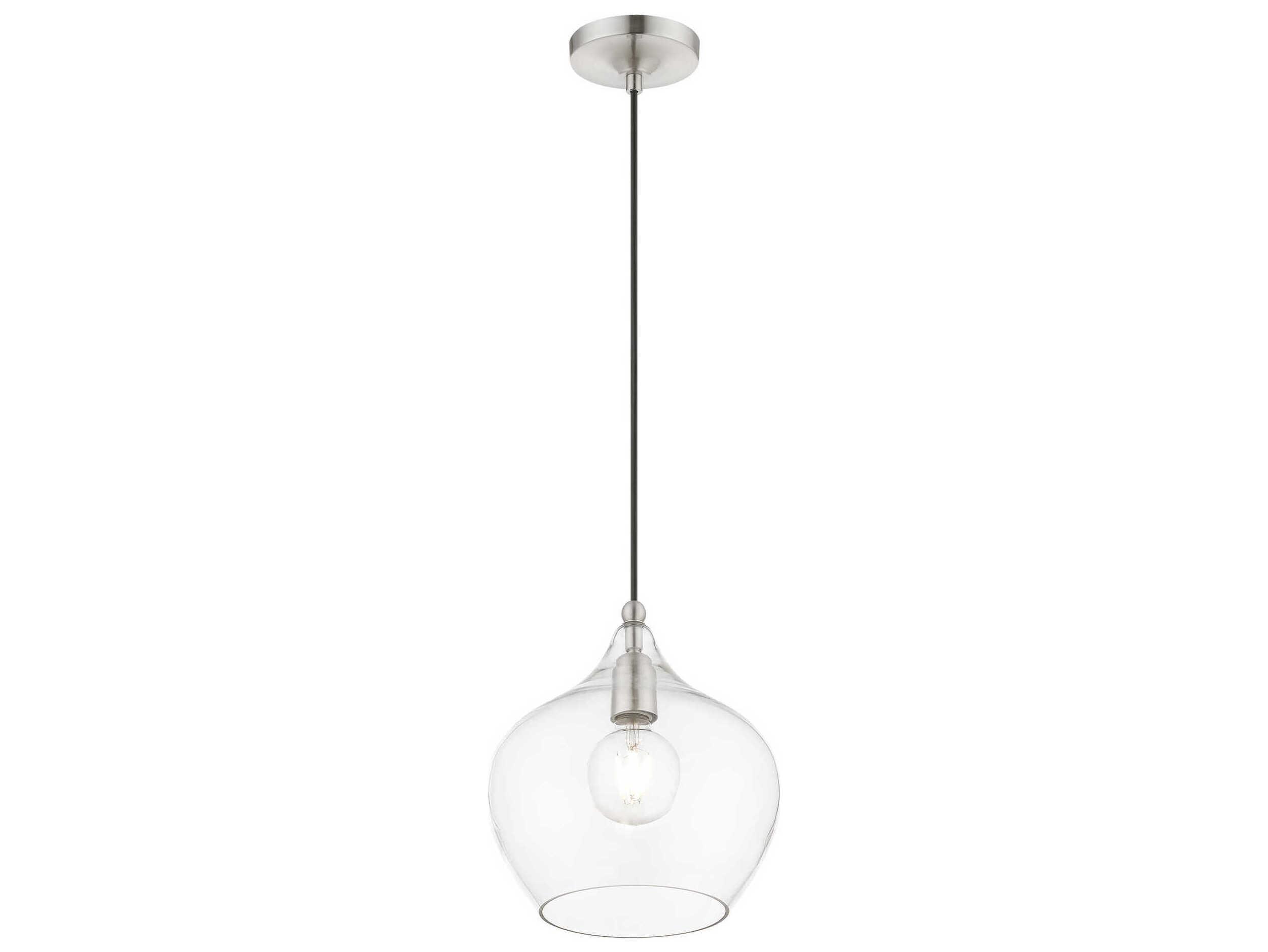 Livex Lighting Aldrich 1-Light Brushed Nickel Glass Bell Mini Pendant