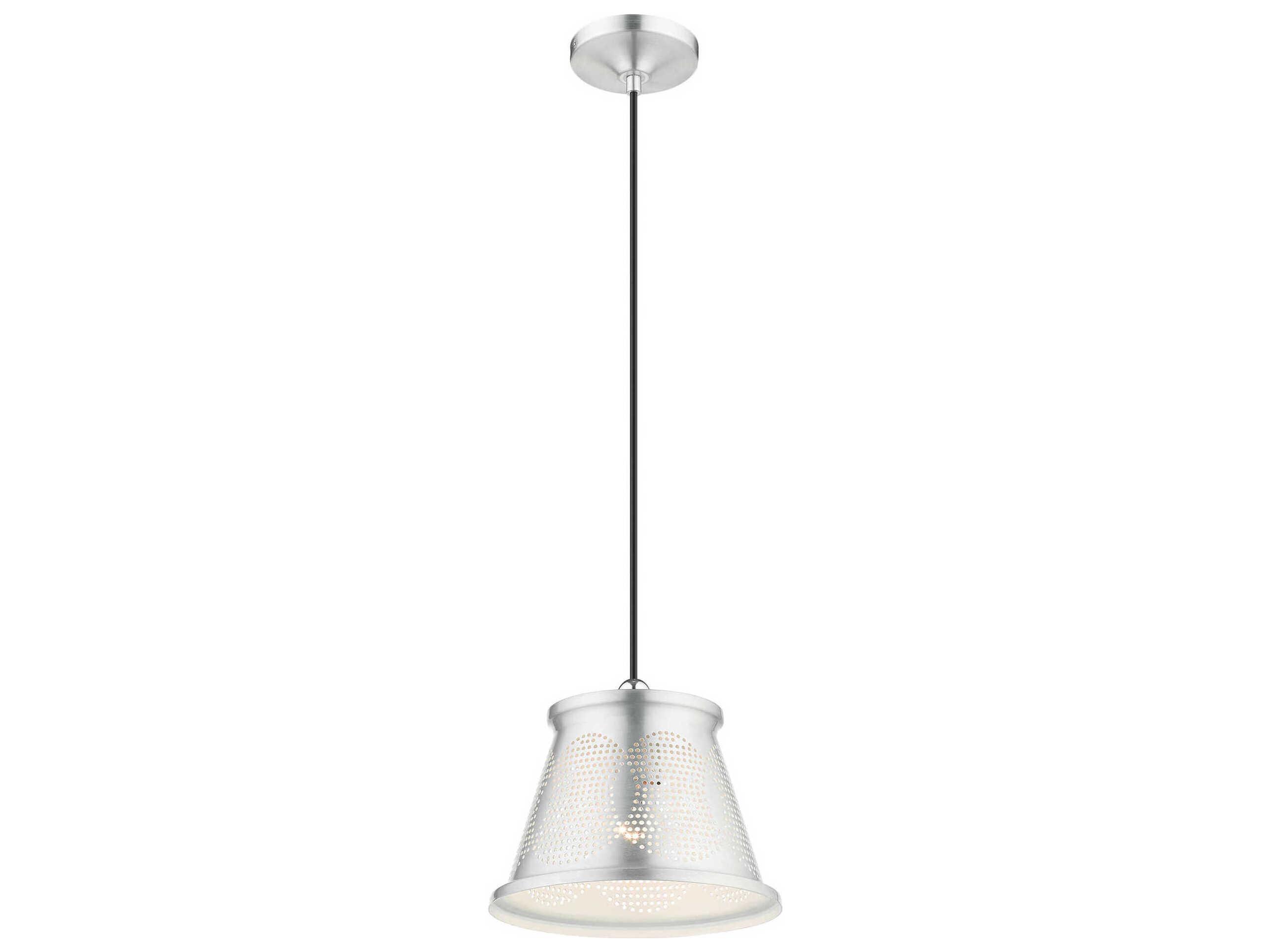 Livex Lighting 1-Light Brushed Aluminum Silver Empire Mini Pendant