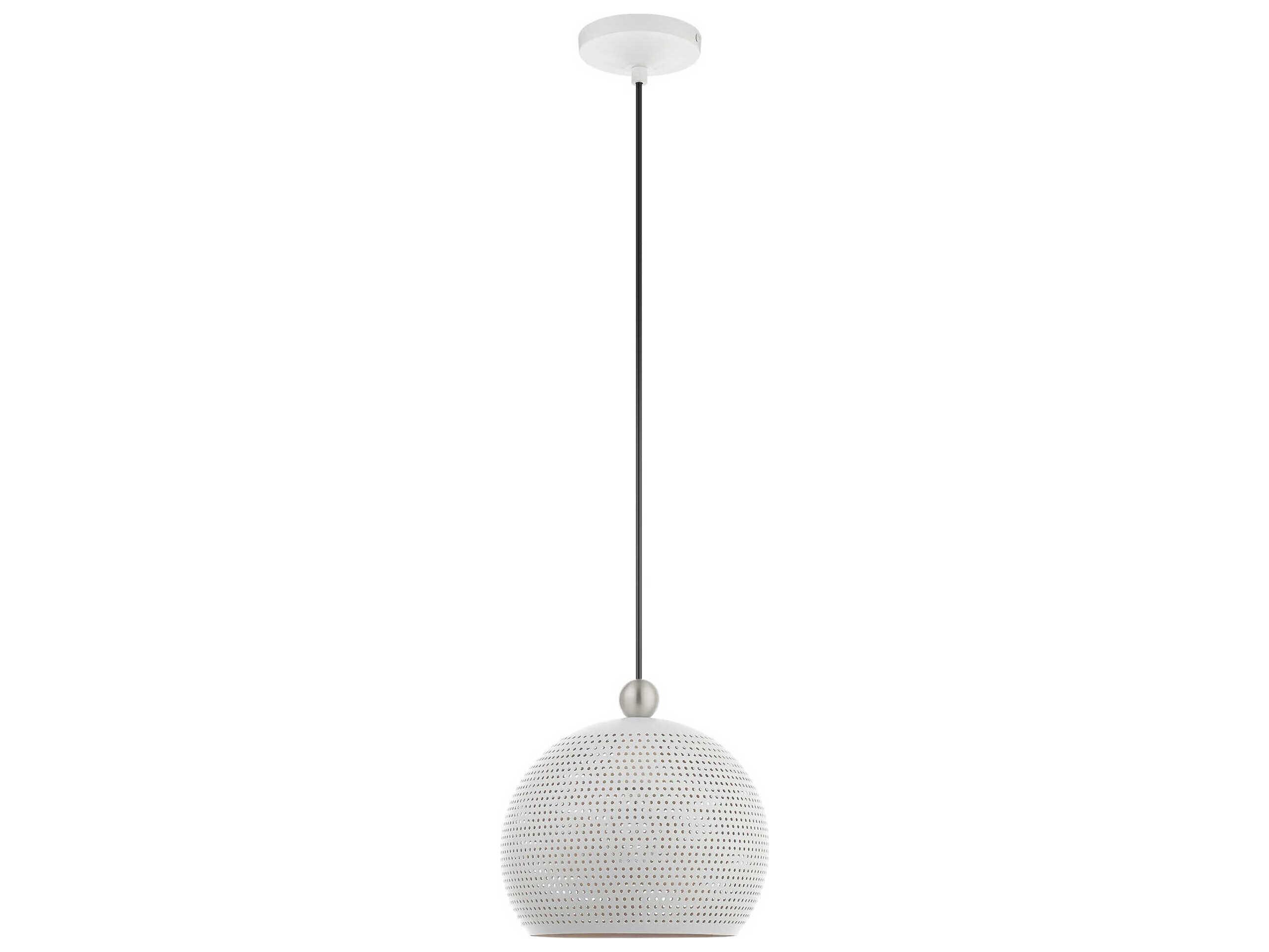 Livex Lighting Dublin 1-Light White Brushed Nickel Dome Mini Pendant