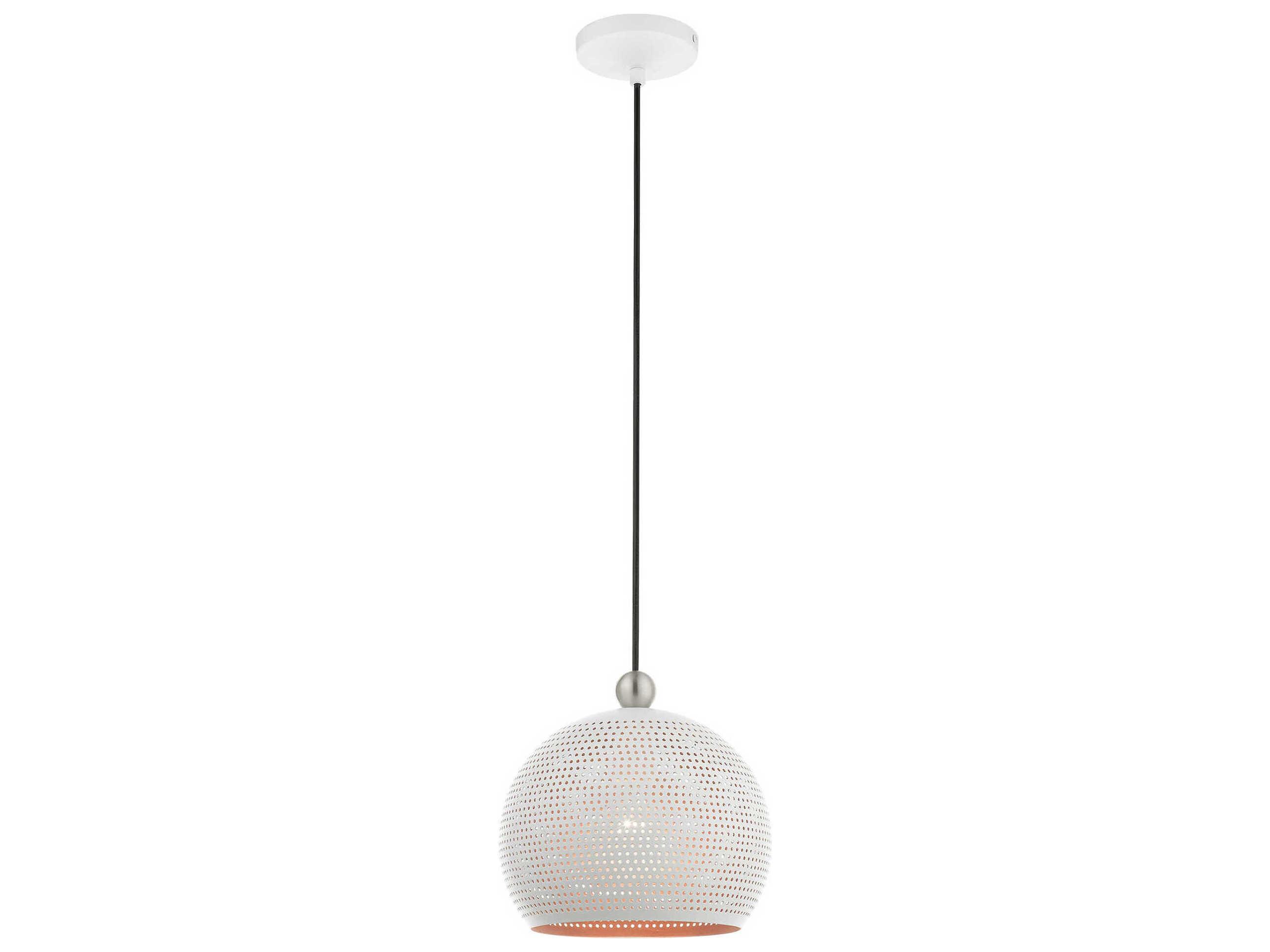 Livex Lighting Dublin 1-Light White Brushed Nickel Dome Mini Pendant