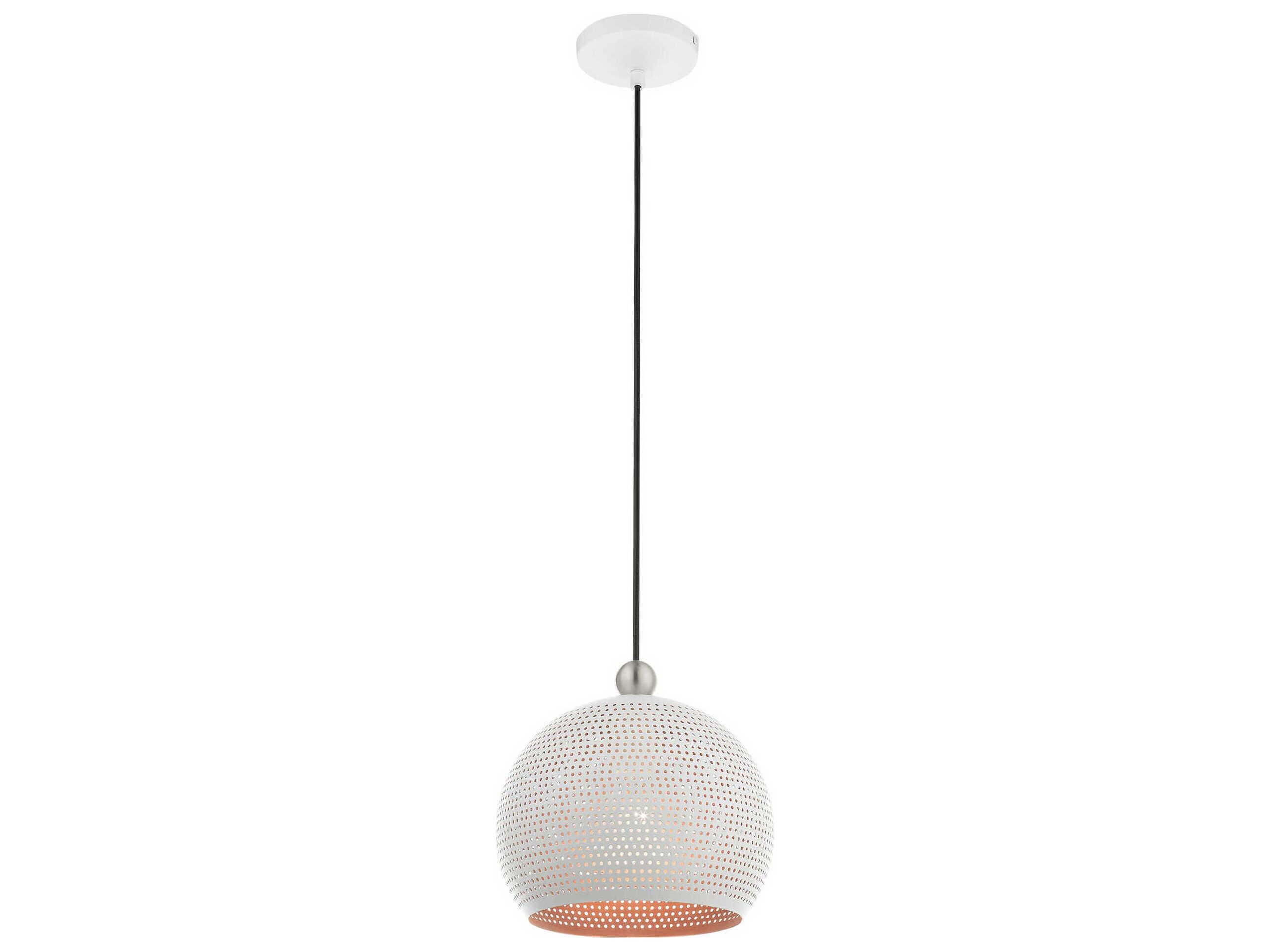 Livex Lighting Dublin 1-Light White Brushed Nickel Dome Mini Pendant