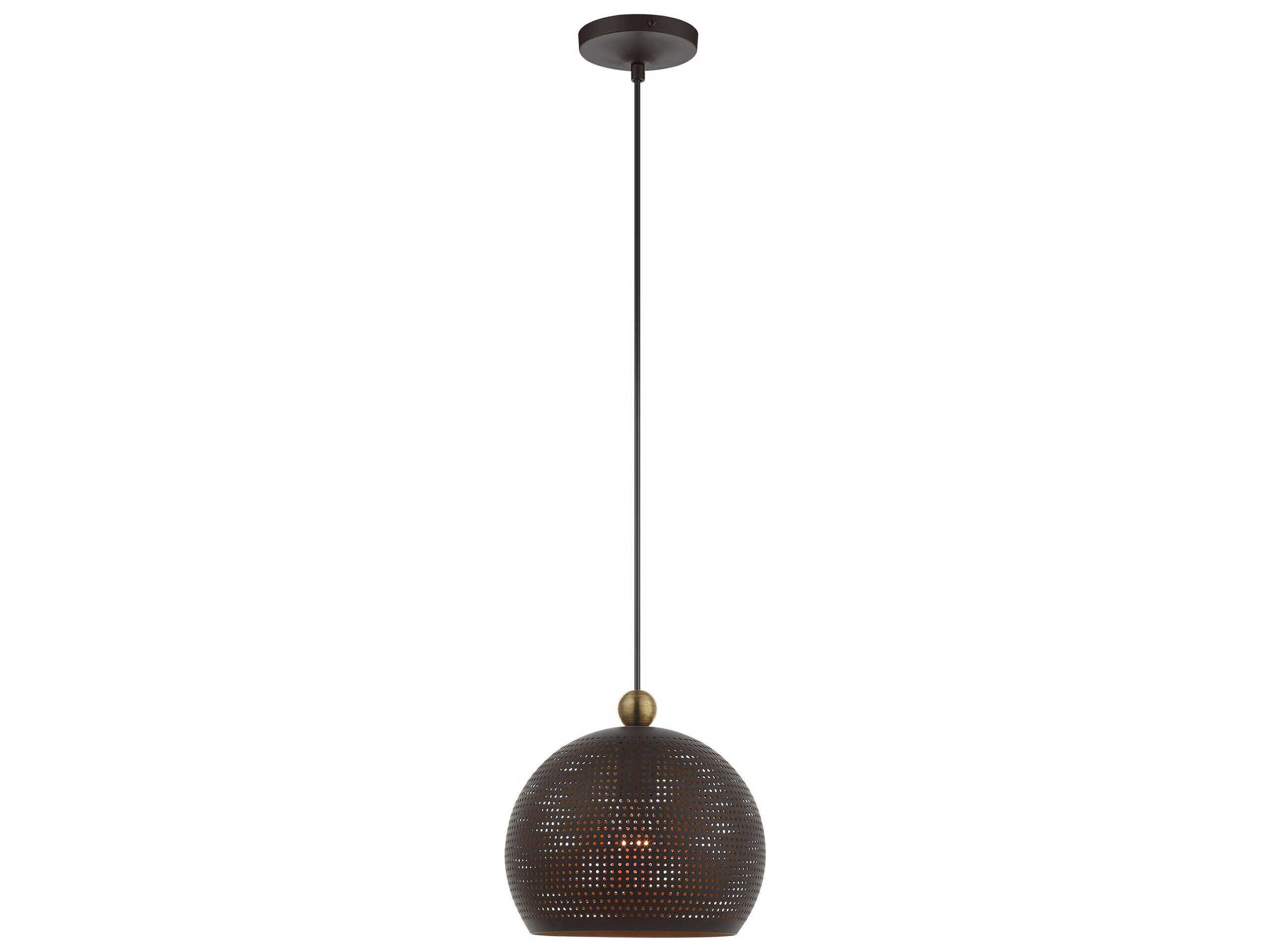 Livex Lighting Dublin 1-Light Bronze Antique Brass Dome Mini Pendant