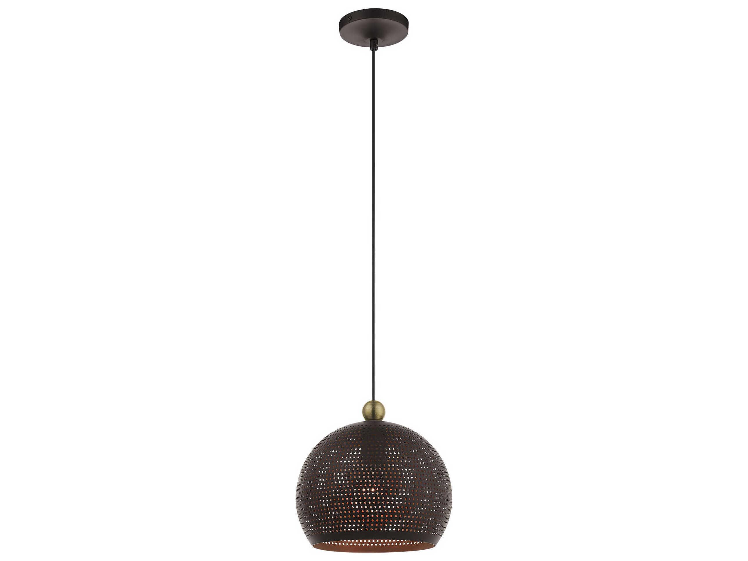 Livex Lighting Dublin 1-Light Bronze Antique Brass Dome Mini Pendant