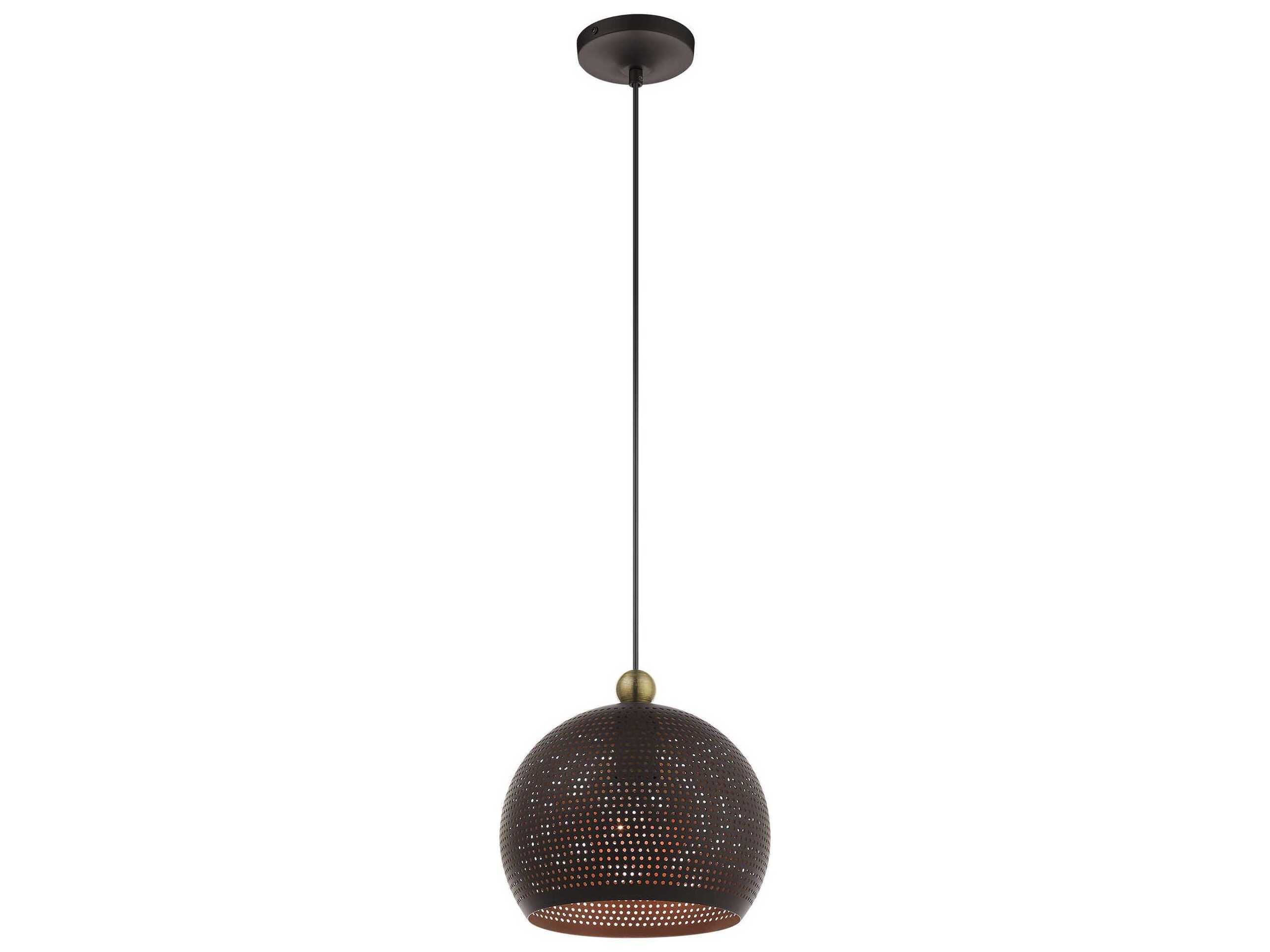 Livex Lighting Dublin 1-Light Bronze Antique Brass Dome Mini Pendant
