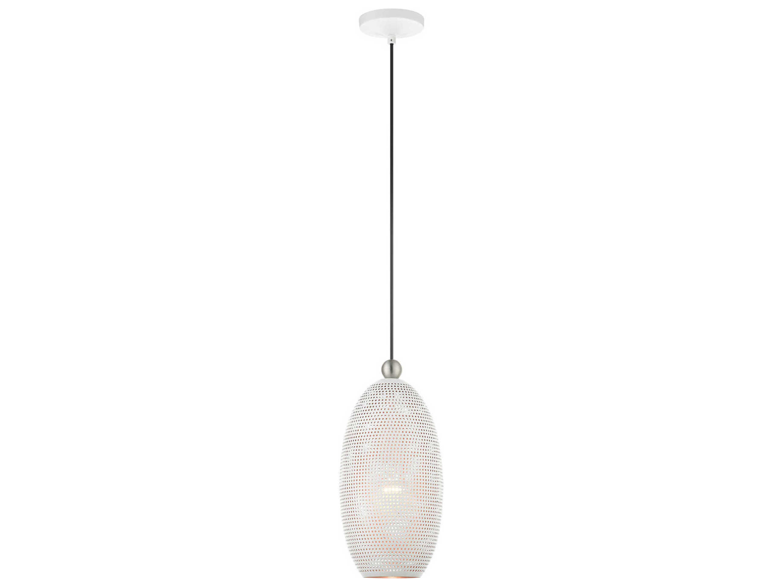 Livex Lighting Dublin 1-Light White Brushed Nickel Mini Pendant