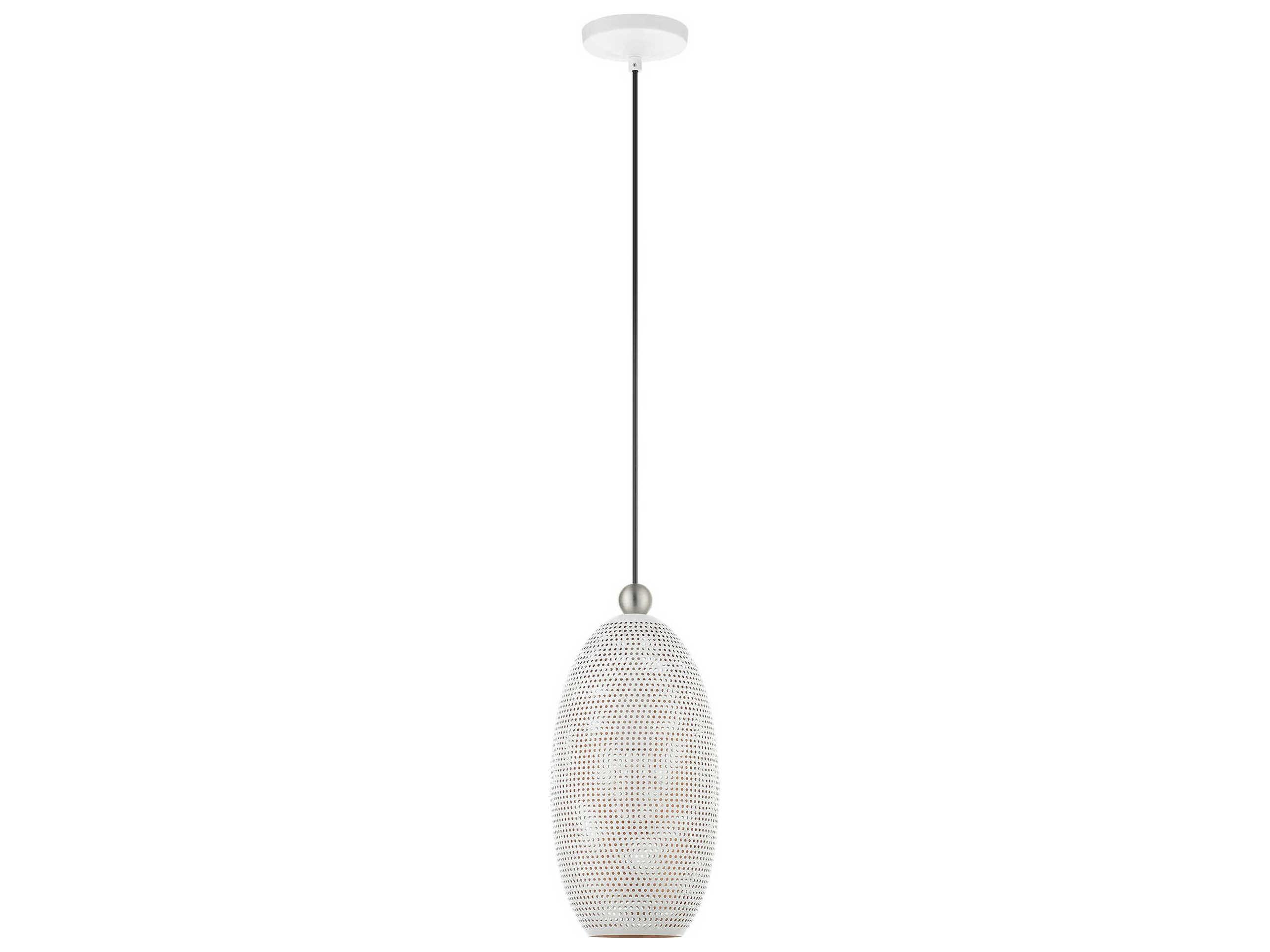 Livex Lighting Dublin 1-Light White Brushed Nickel Mini Pendant