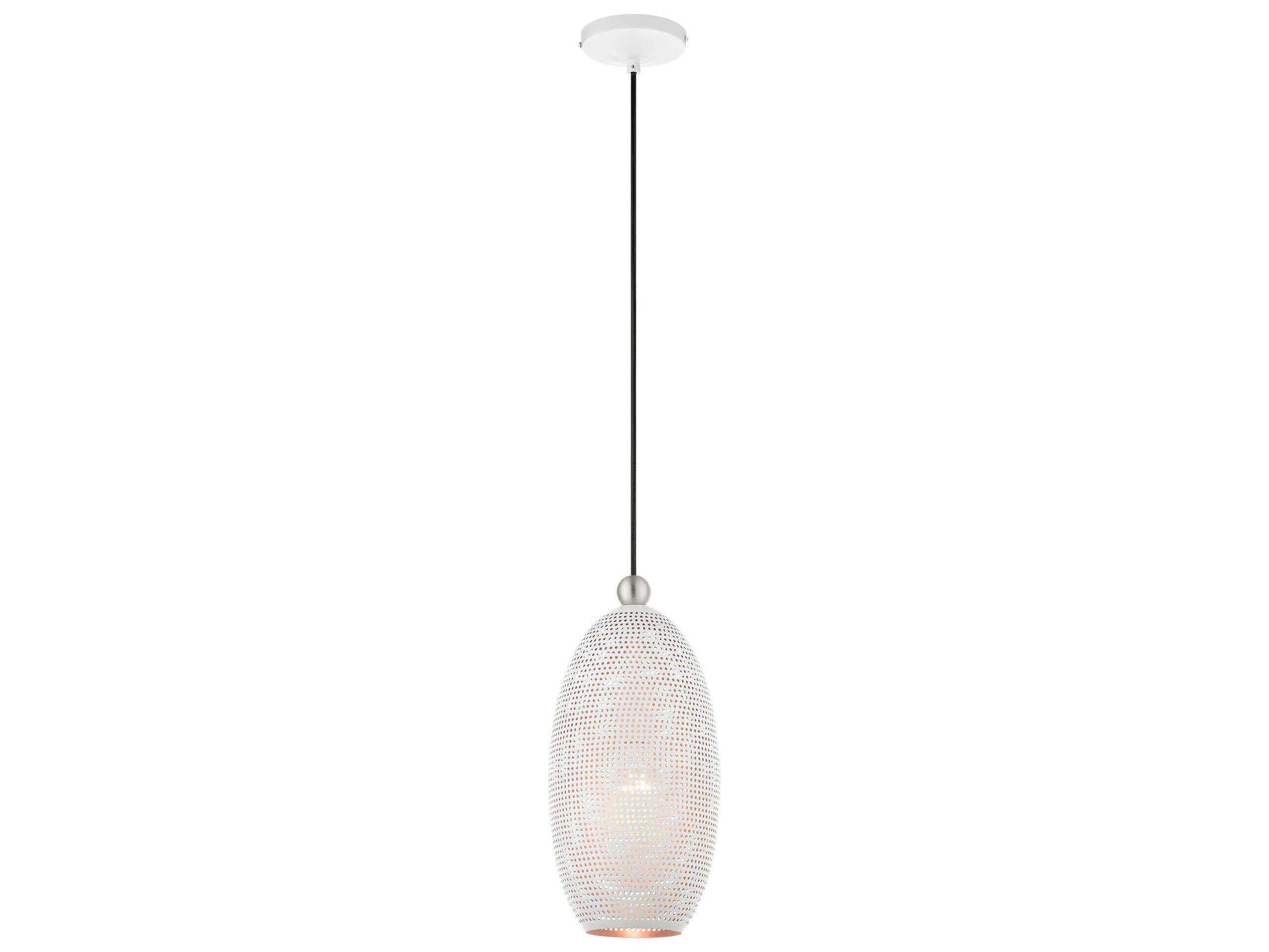 Livex Lighting Dublin 1-Light White Brushed Nickel Mini Pendant
