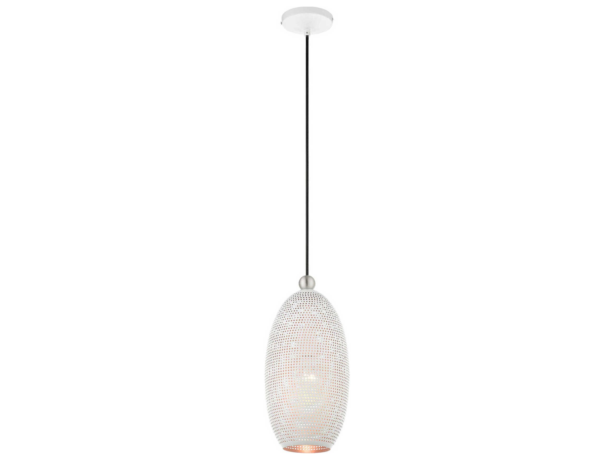 Livex Lighting Dublin 1-Light White Brushed Nickel Mini Pendant