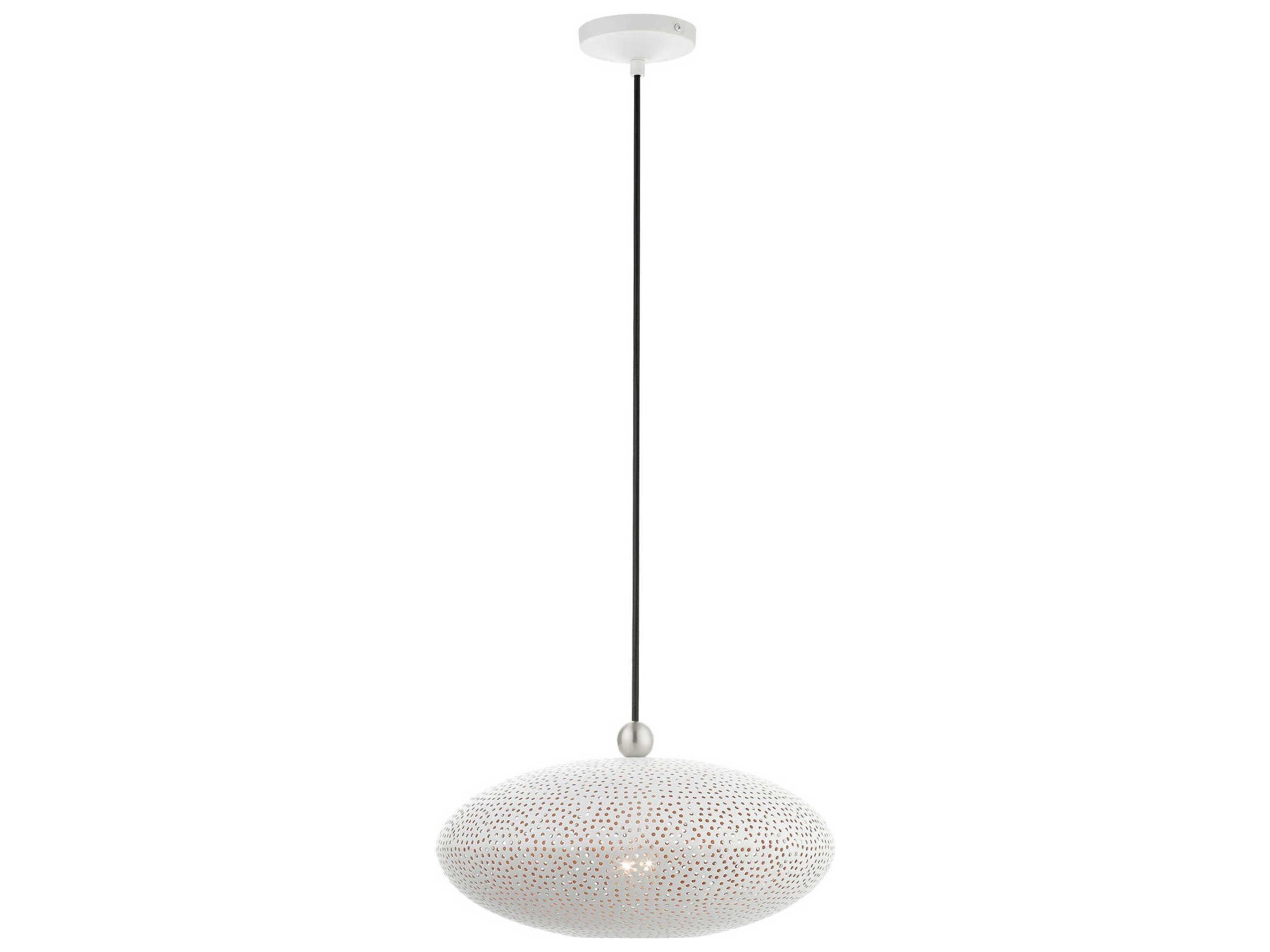 Livex Lighting Dublin 1-Light White Brushed Nickel Pendant