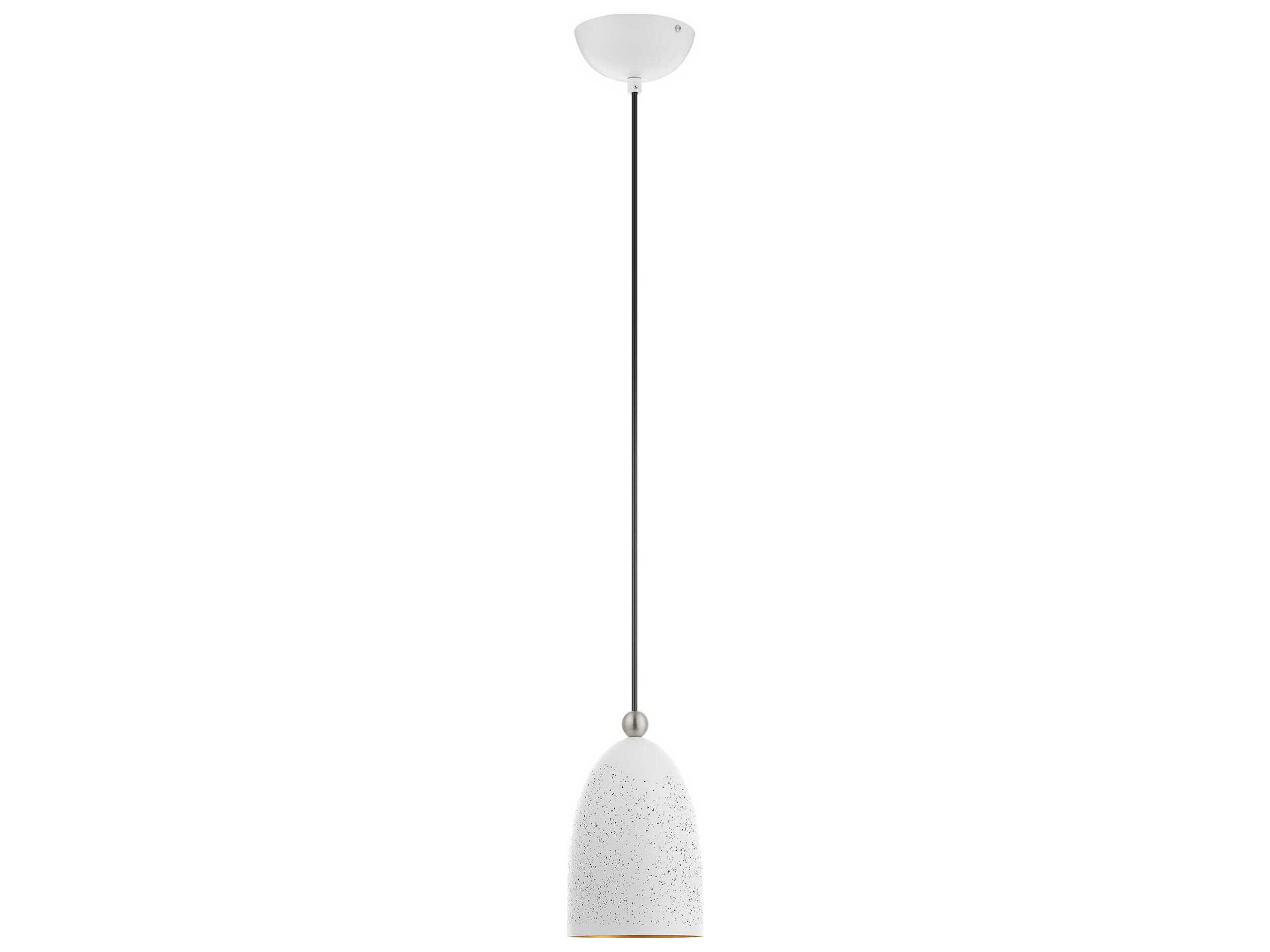 Livex Lighting Arlington 1-Light White Brushed Nickel Bell Mini Pendant