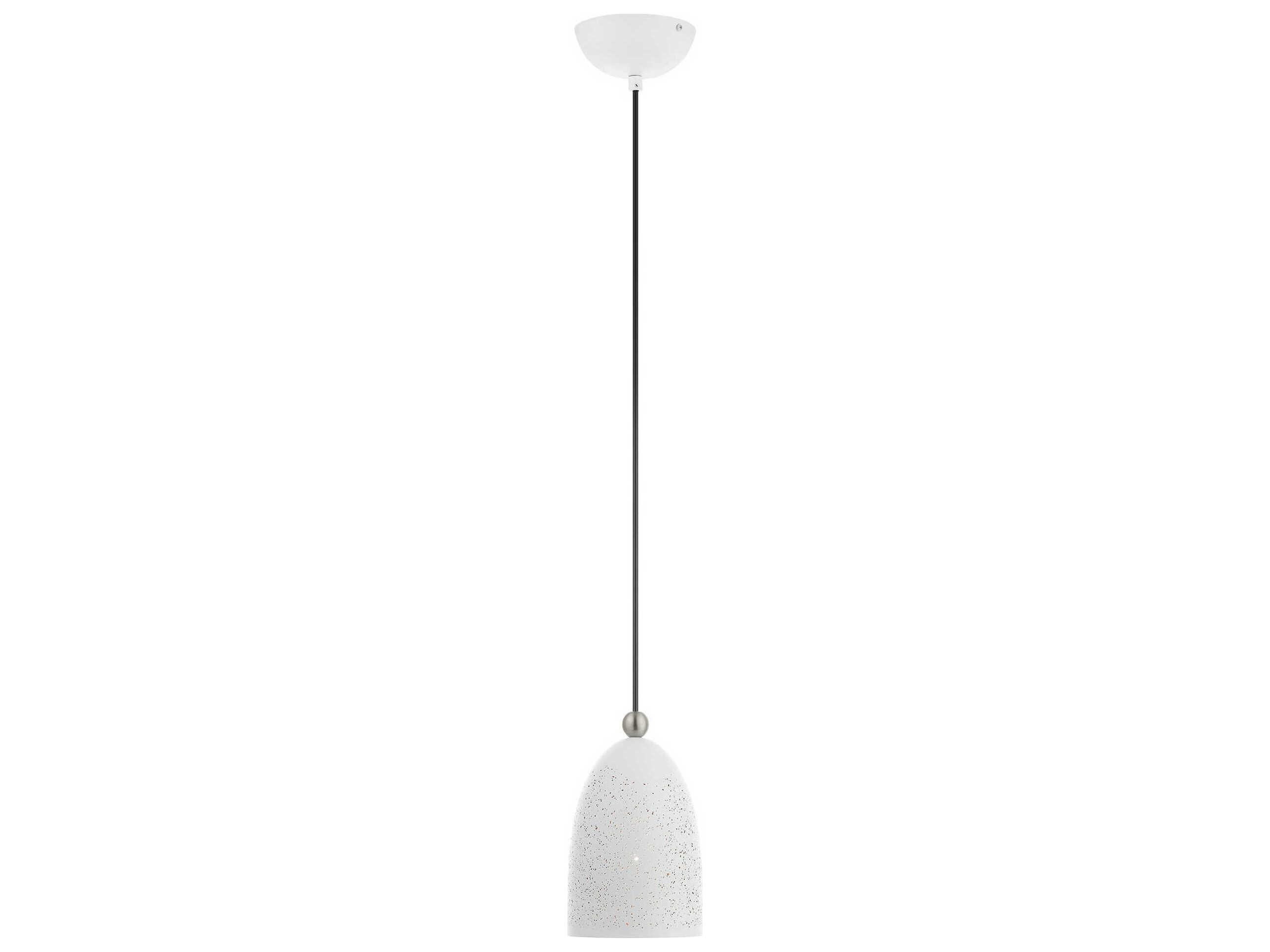 Livex Lighting Arlington 1-Light White Brushed Nickel Bell Mini Pendant