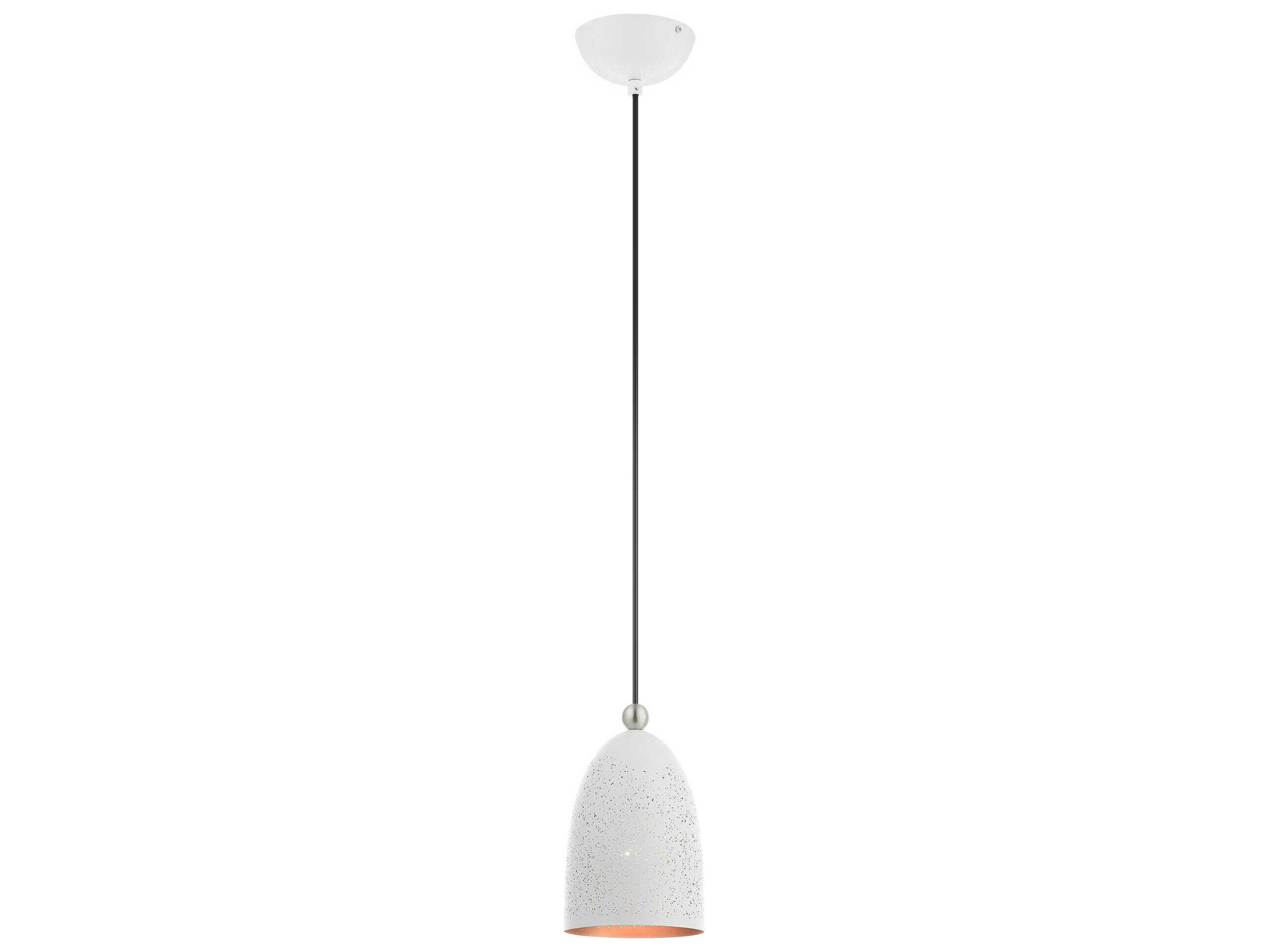 Livex Lighting Arlington 1-Light White Brushed Nickel Bell Mini Pendant