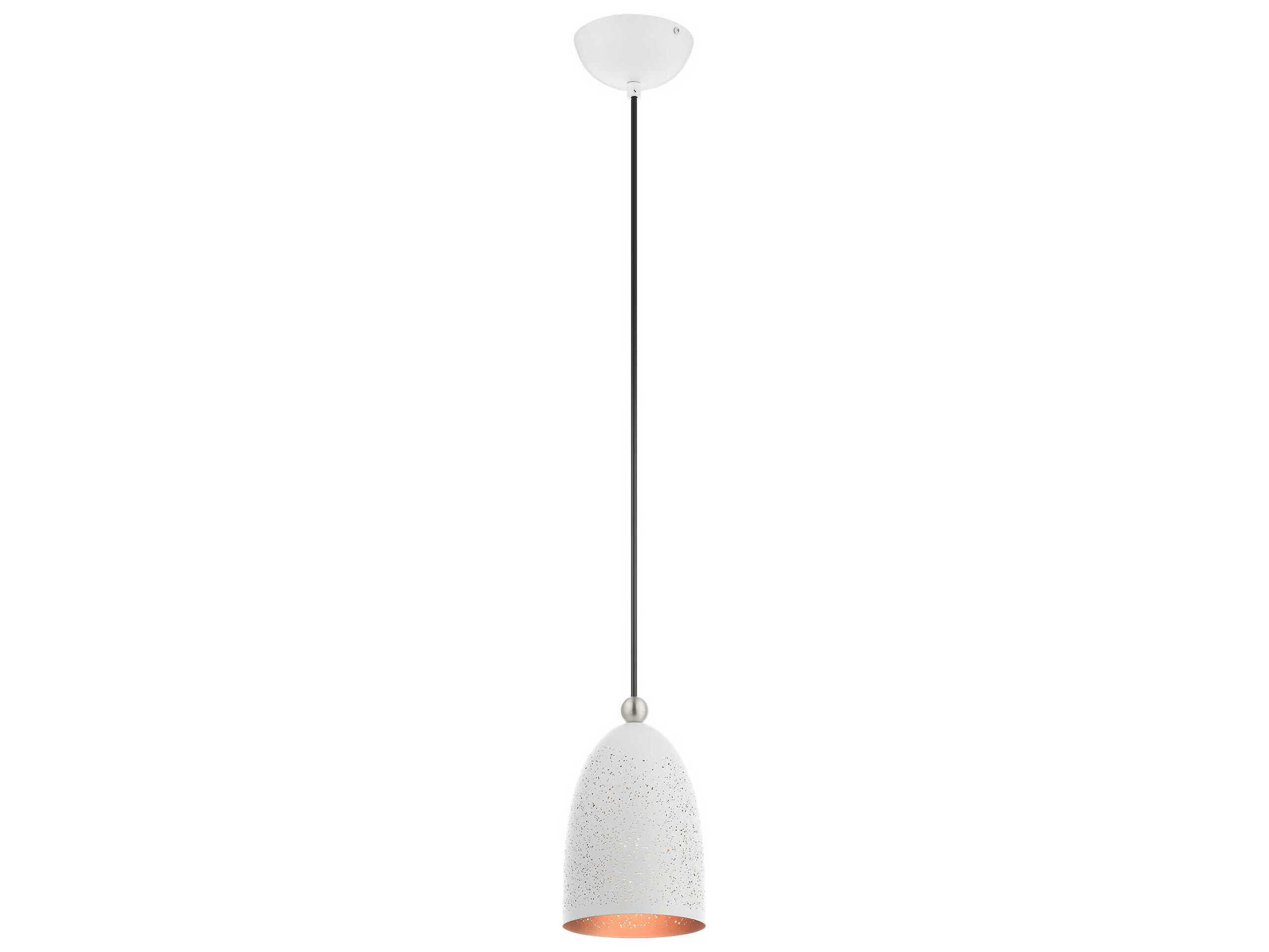 Livex Lighting Arlington 1-Light White Brushed Nickel Bell Mini Pendant