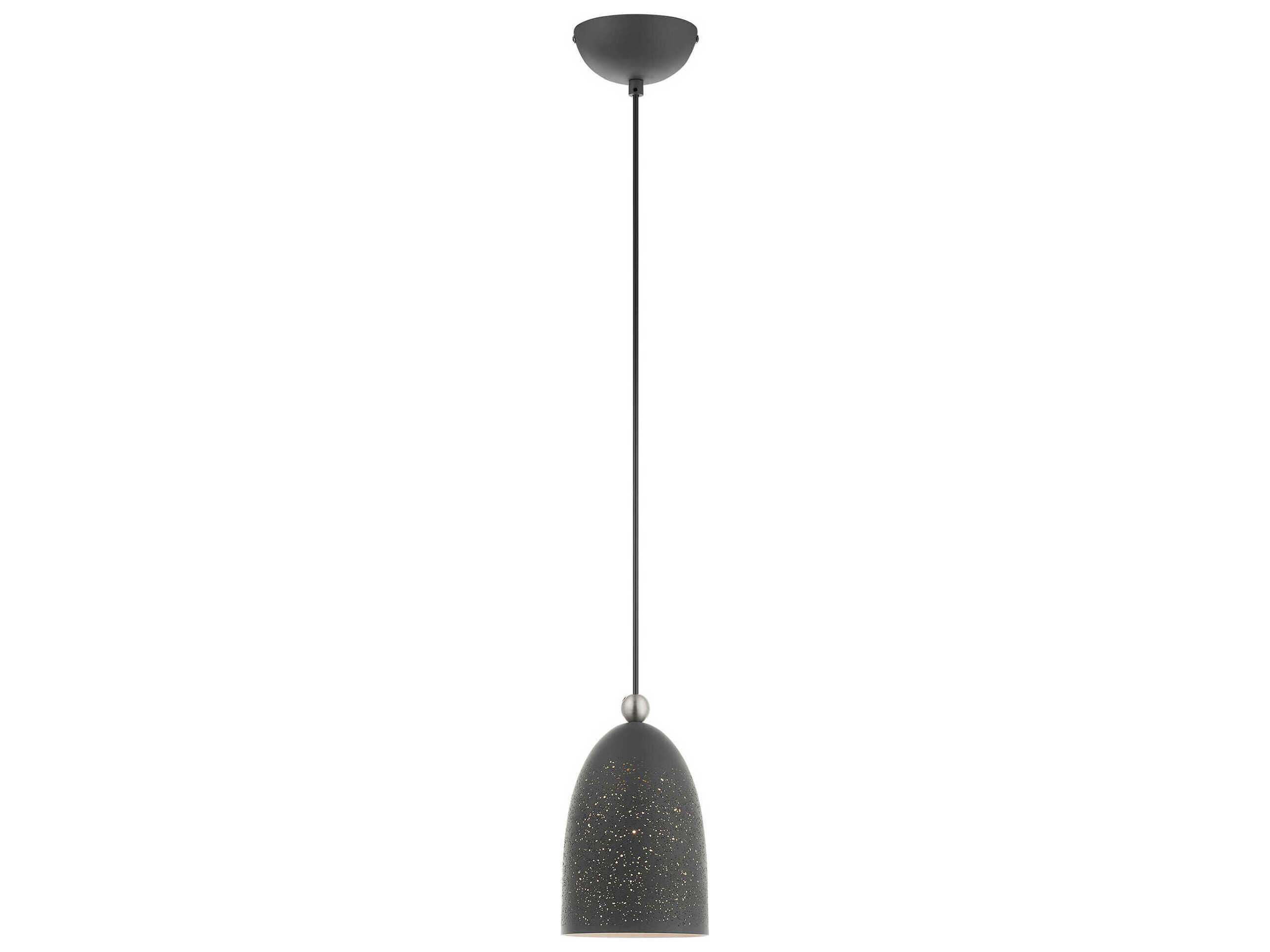 Livex Lighting Arlington 1-Light Scandinavian Gray Brushed Nickel Bell Mini Pendant