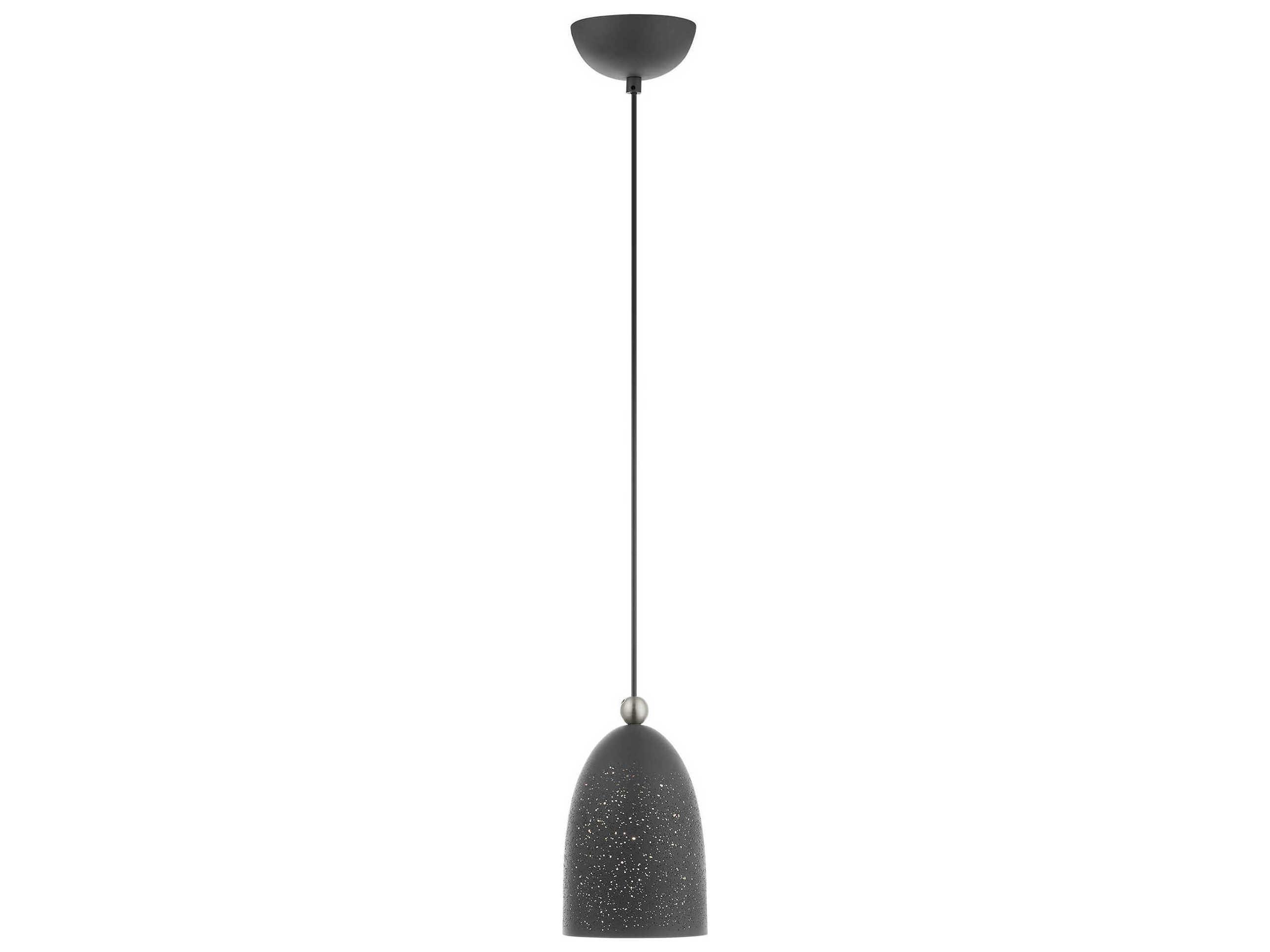 Livex Lighting Arlington 1-Light Scandinavian Gray Brushed Nickel Bell Mini Pendant