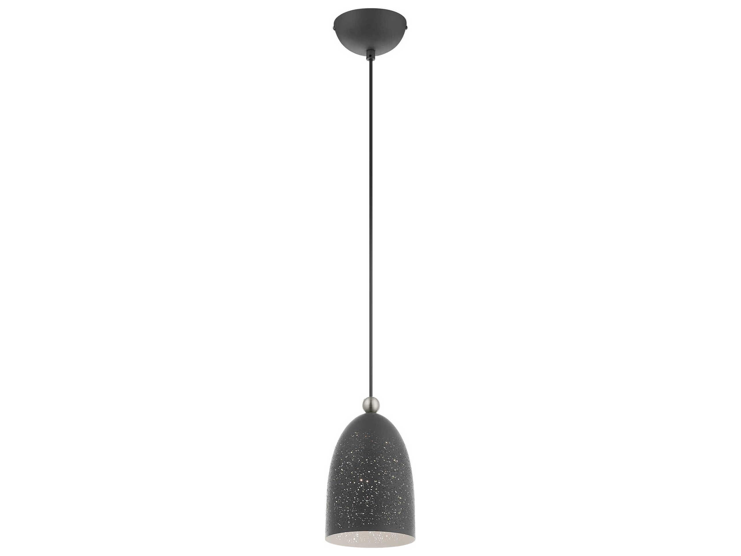 Livex Lighting Arlington 1-Light Scandinavian Gray Brushed Nickel Bell Mini Pendant