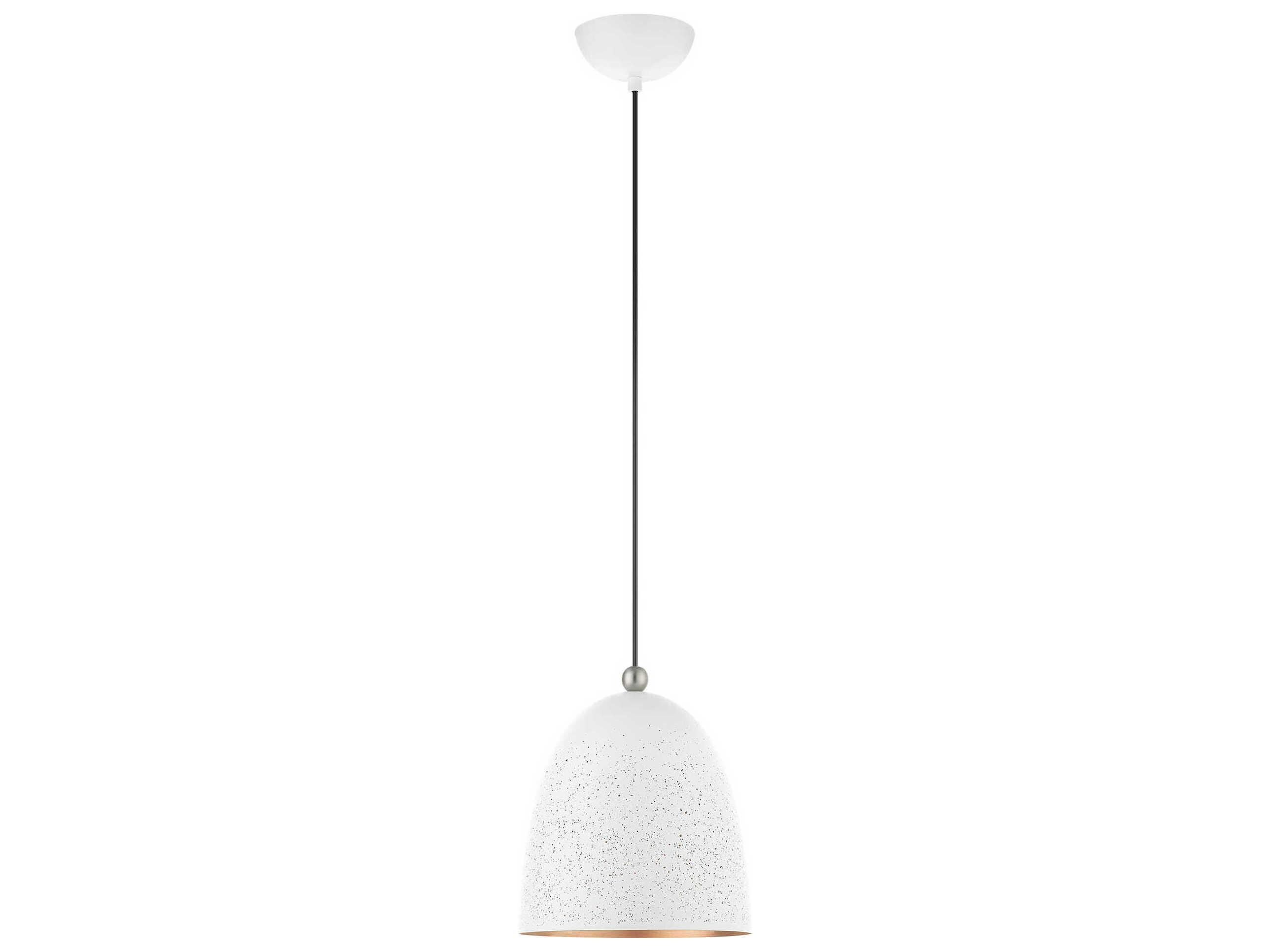 Livex Lighting Arlington 1-Light White Brushed Nickel Bell Mini Pendant