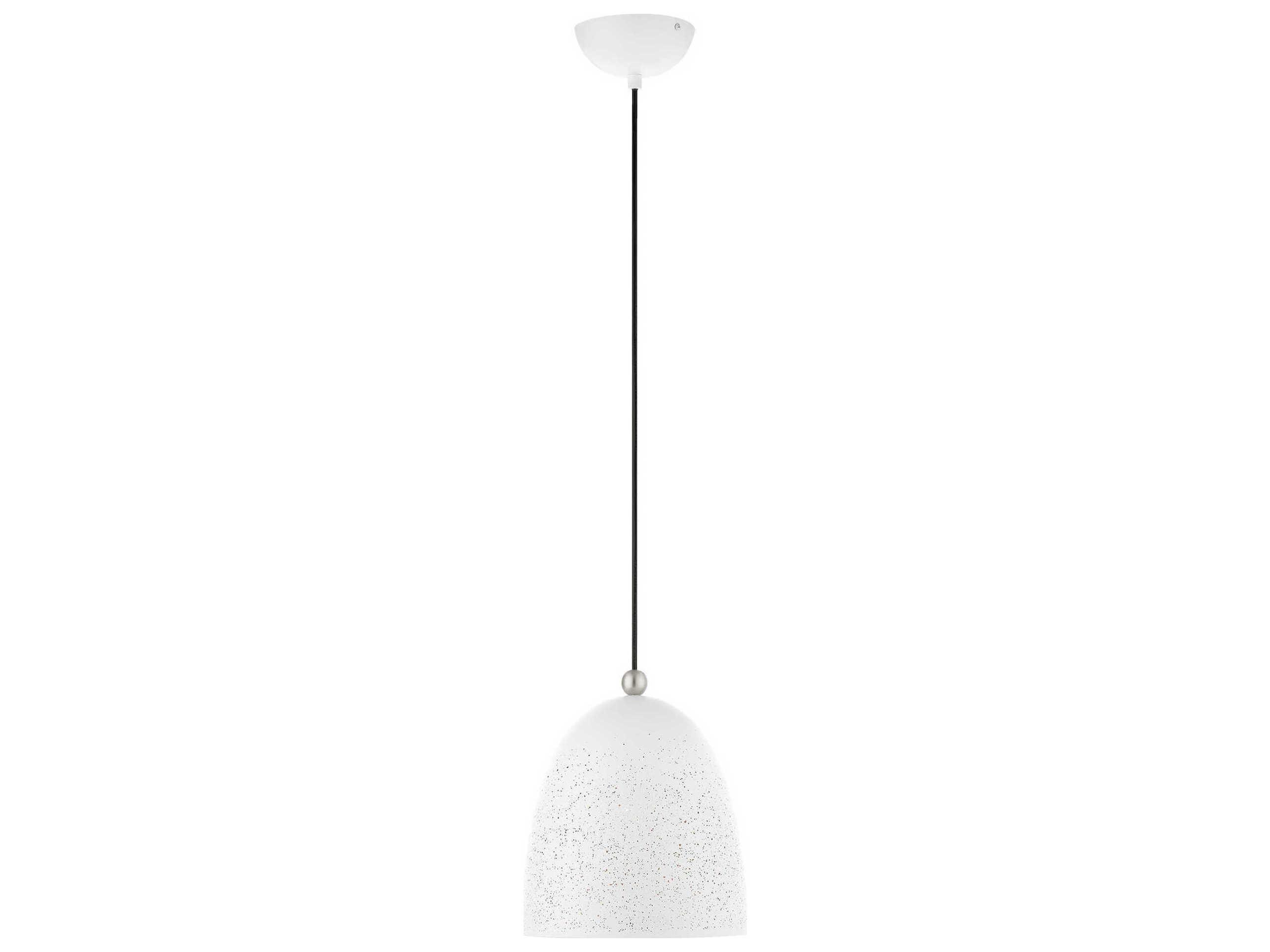 Livex Lighting Arlington 1-Light White Brushed Nickel Bell Mini Pendant