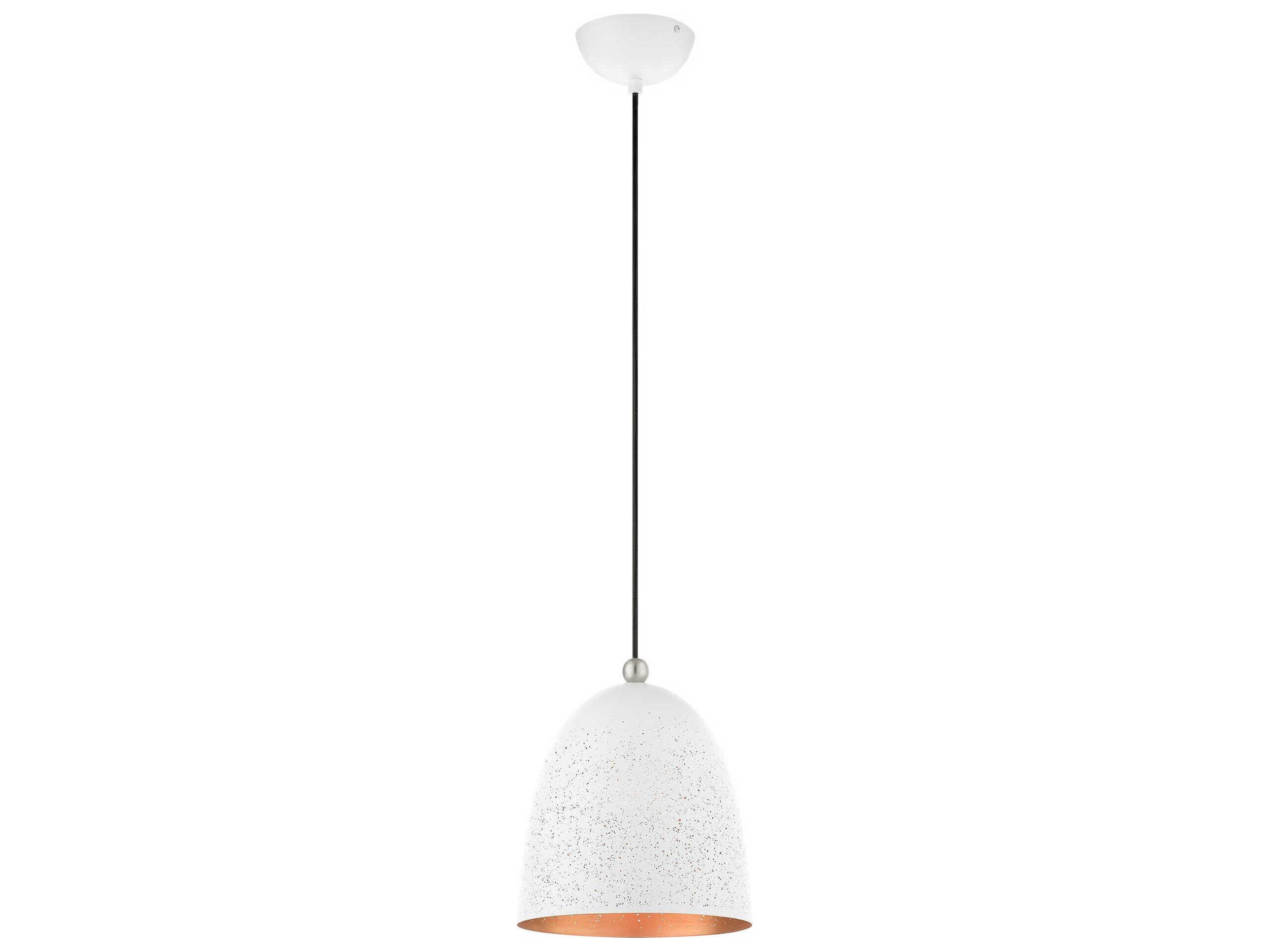 Livex Lighting Arlington 1-Light White Brushed Nickel Bell Mini Pendant