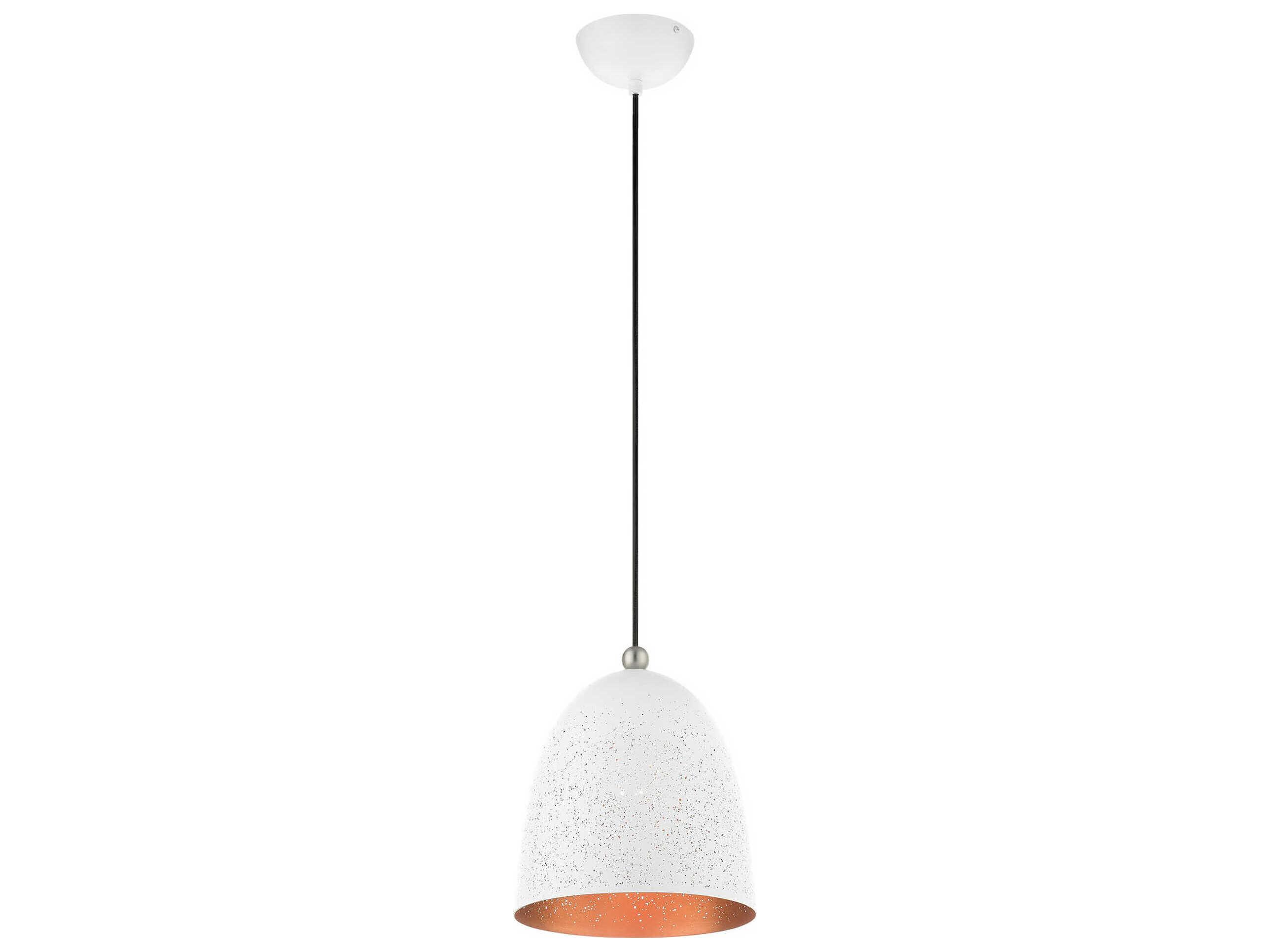 Livex Lighting Arlington 1-Light White Brushed Nickel Bell Mini Pendant