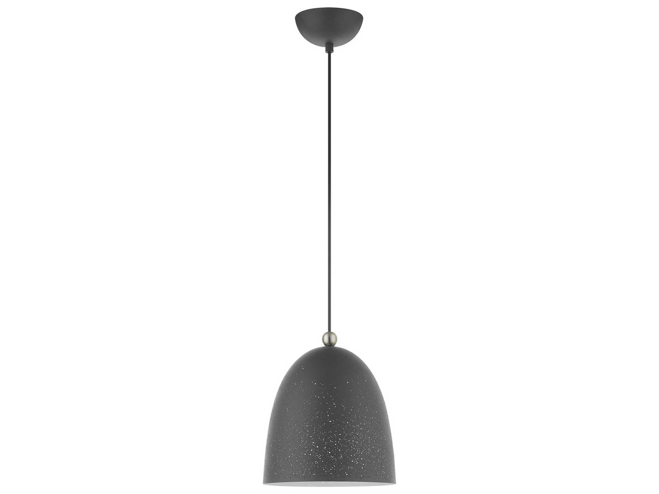 Livex Lighting Arlington 1-Light Scandinavian Gray Brushed Nickel Bell Mini Pendant