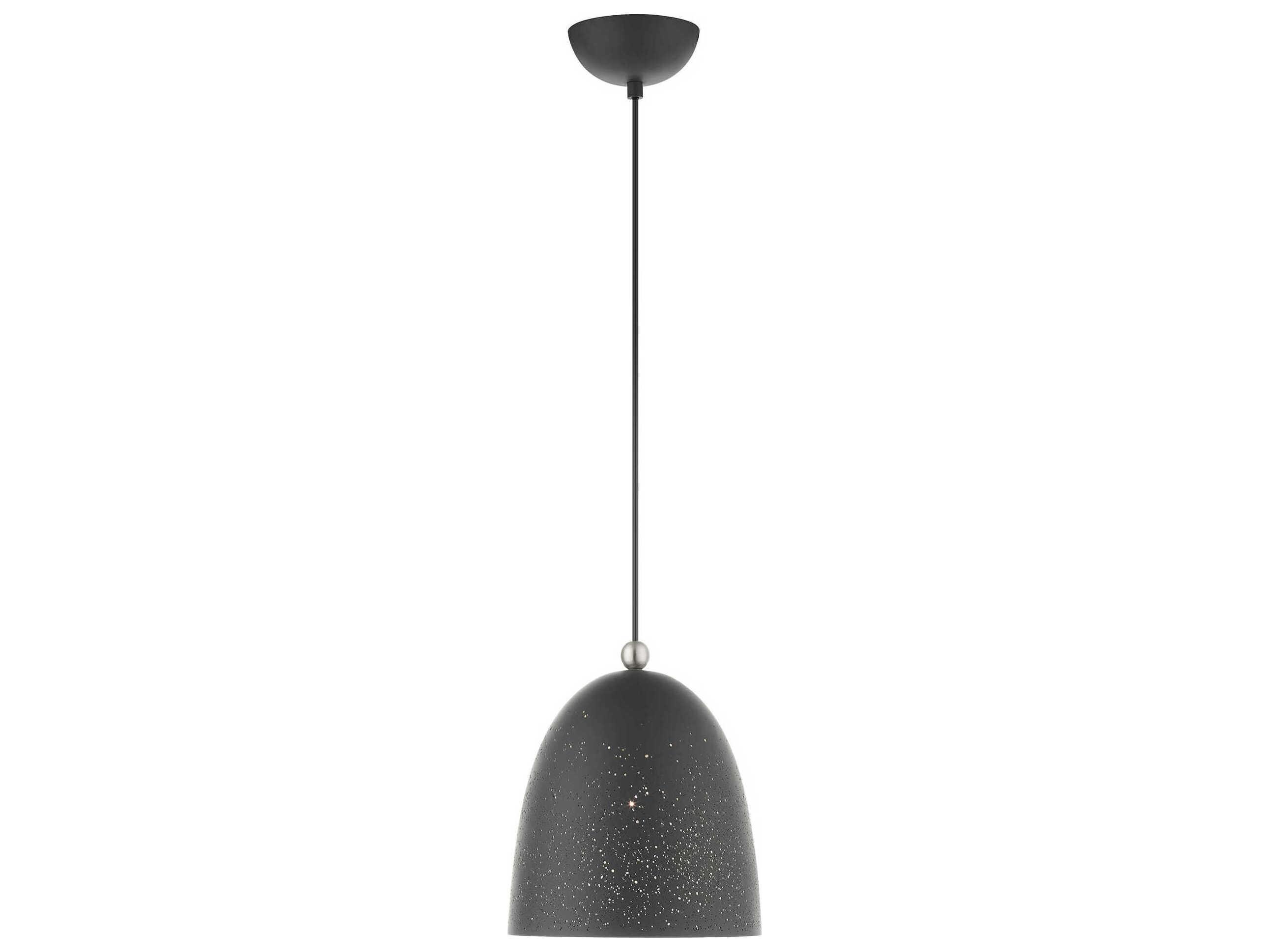 Livex Lighting Arlington 1-Light Scandinavian Gray Brushed Nickel Bell Mini Pendant