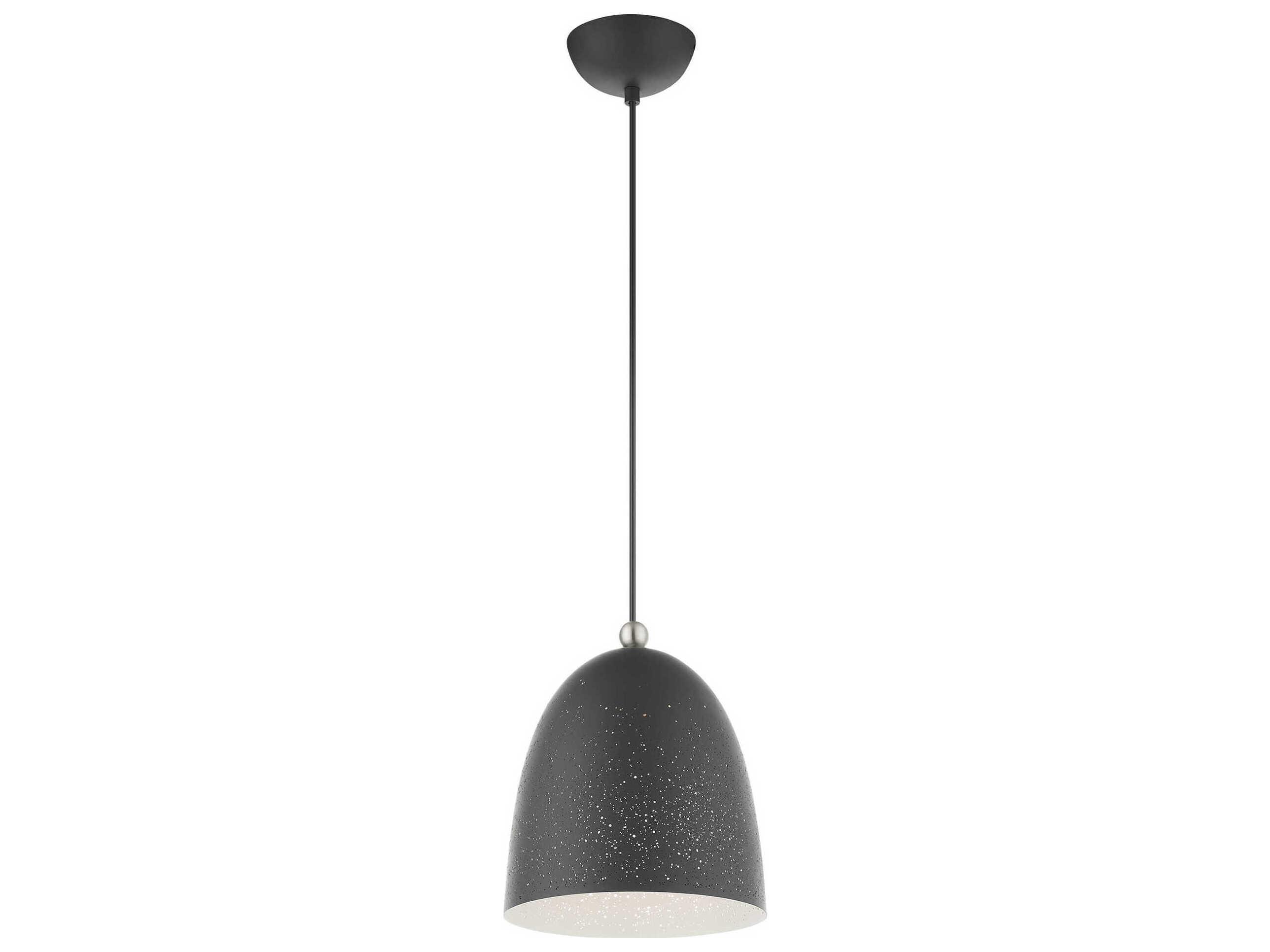 Livex Lighting Arlington 1-Light Scandinavian Gray Brushed Nickel Bell Mini Pendant