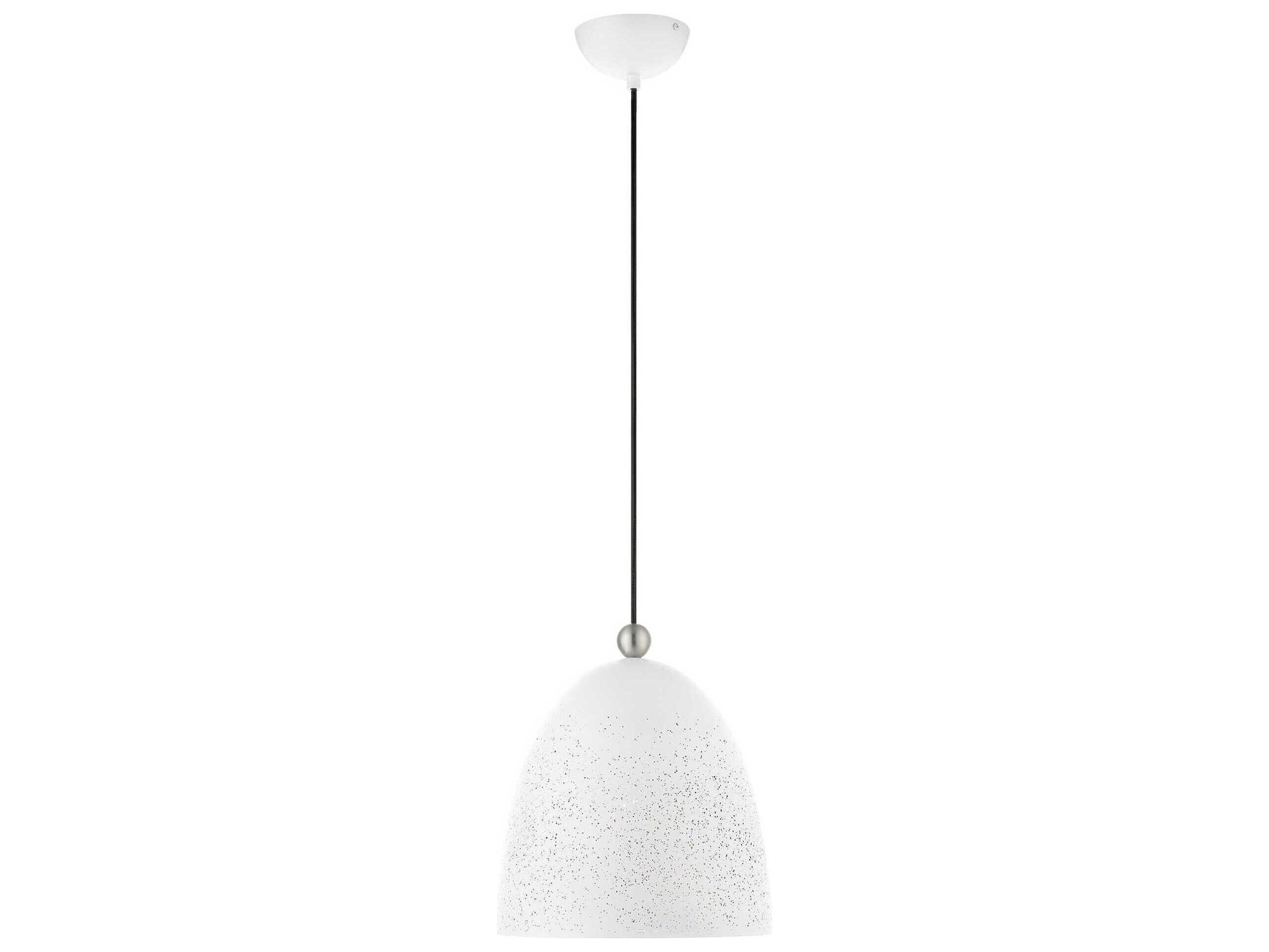 Livex Lighting Arlington 1-Light White Brushed Nickel Bell Mini Pendant