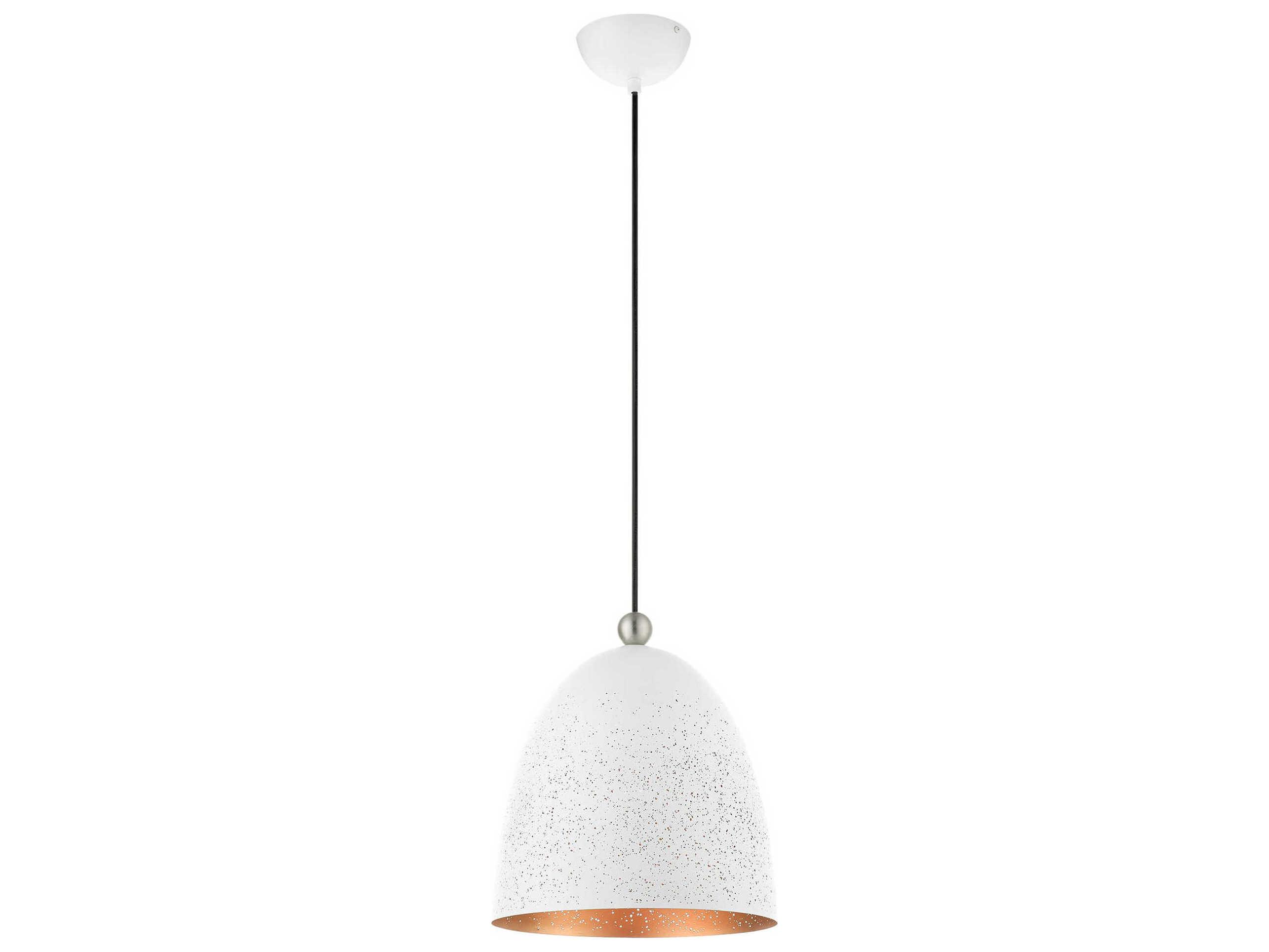 Livex Lighting Arlington 1-Light White Brushed Nickel Bell Mini Pendant
