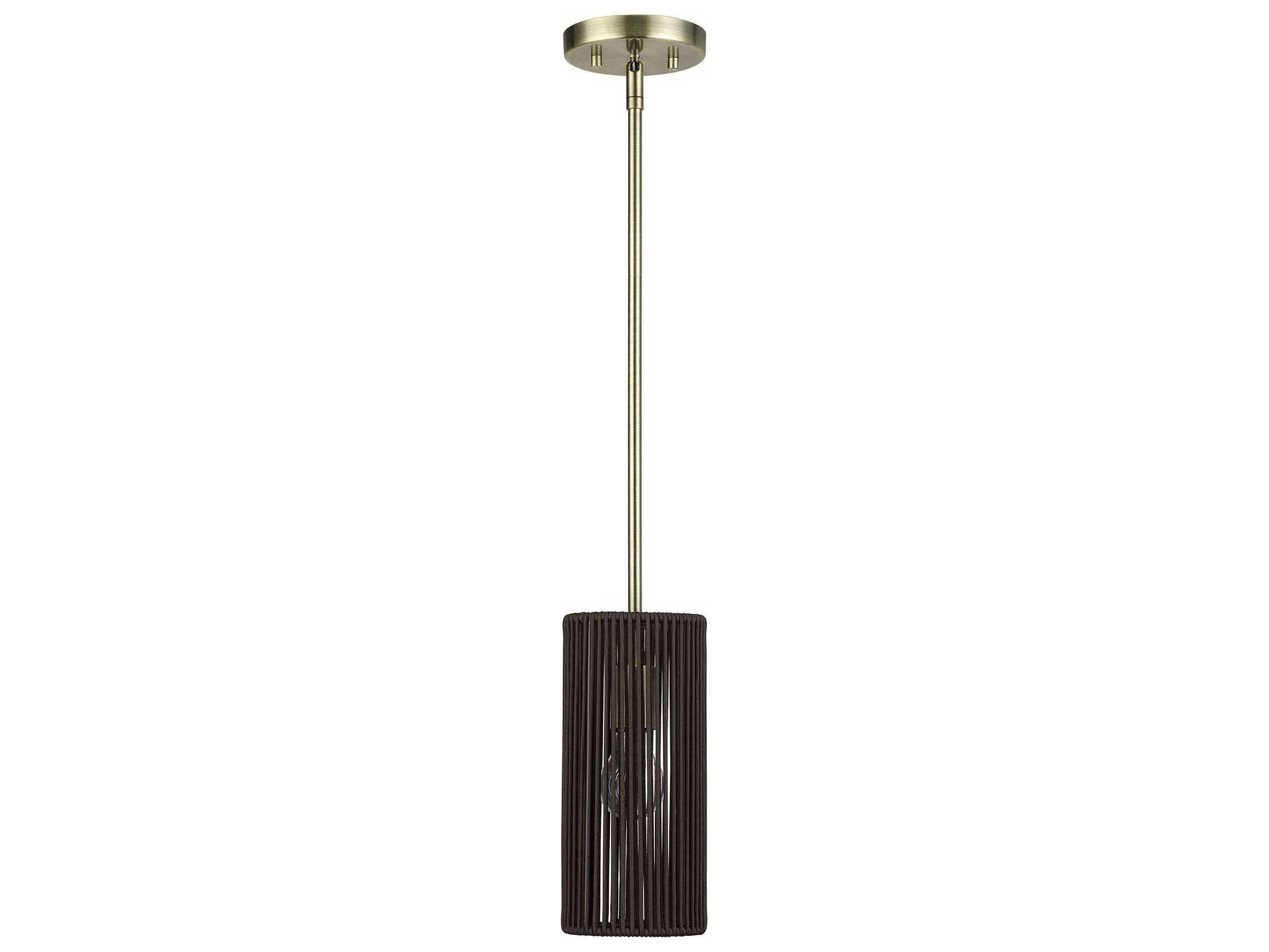 Livex Lighting Acordia 1-Light Antique Brass Cylinder Mini Pendant
