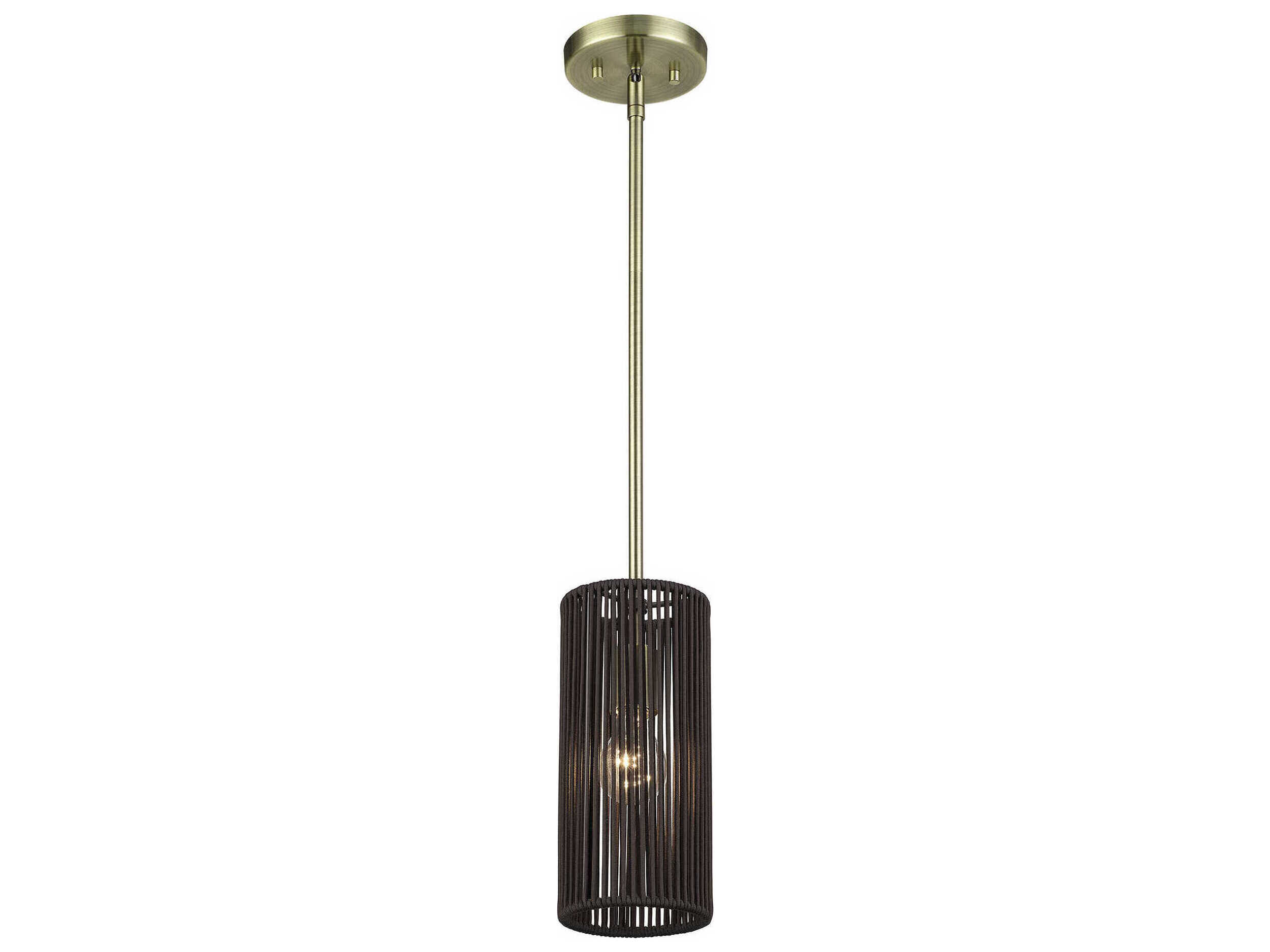 Livex Lighting Acordia 1-Light Antique Brass Cylinder Mini Pendant