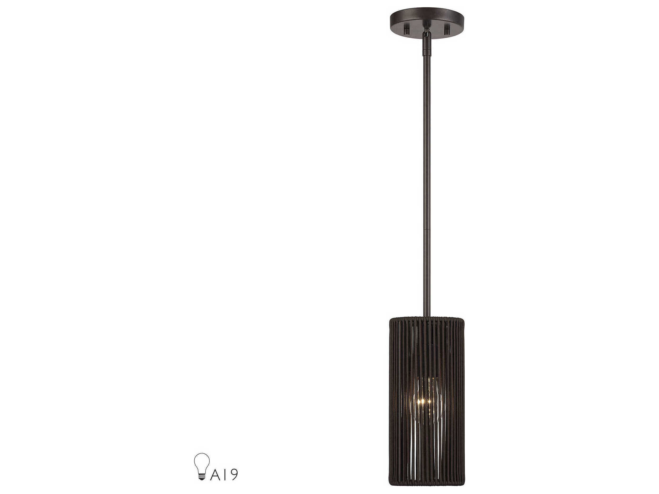 Livex Lighting Acordia 1-Light English Bronze Cylinder Mini Pendant